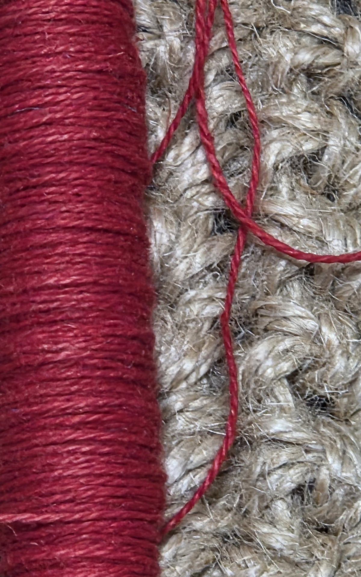 Thread Cotton + Hemp Blend, 25 Yards Spool. Red.