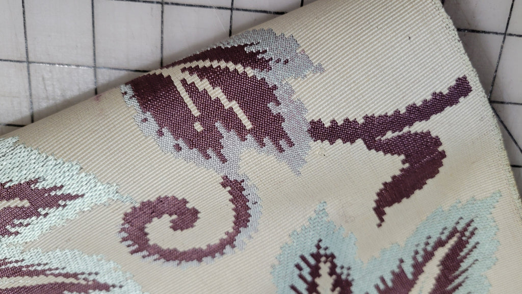 Roll Pre-War Japanese Textile Silk Fabric Kimono Floral Silver Stamp Yuki