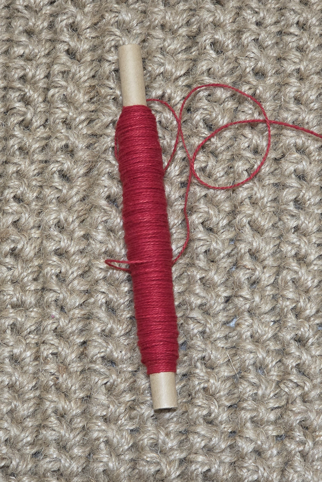 Thread Cotton + Hemp Blend, 25 Yards Spool. Red.