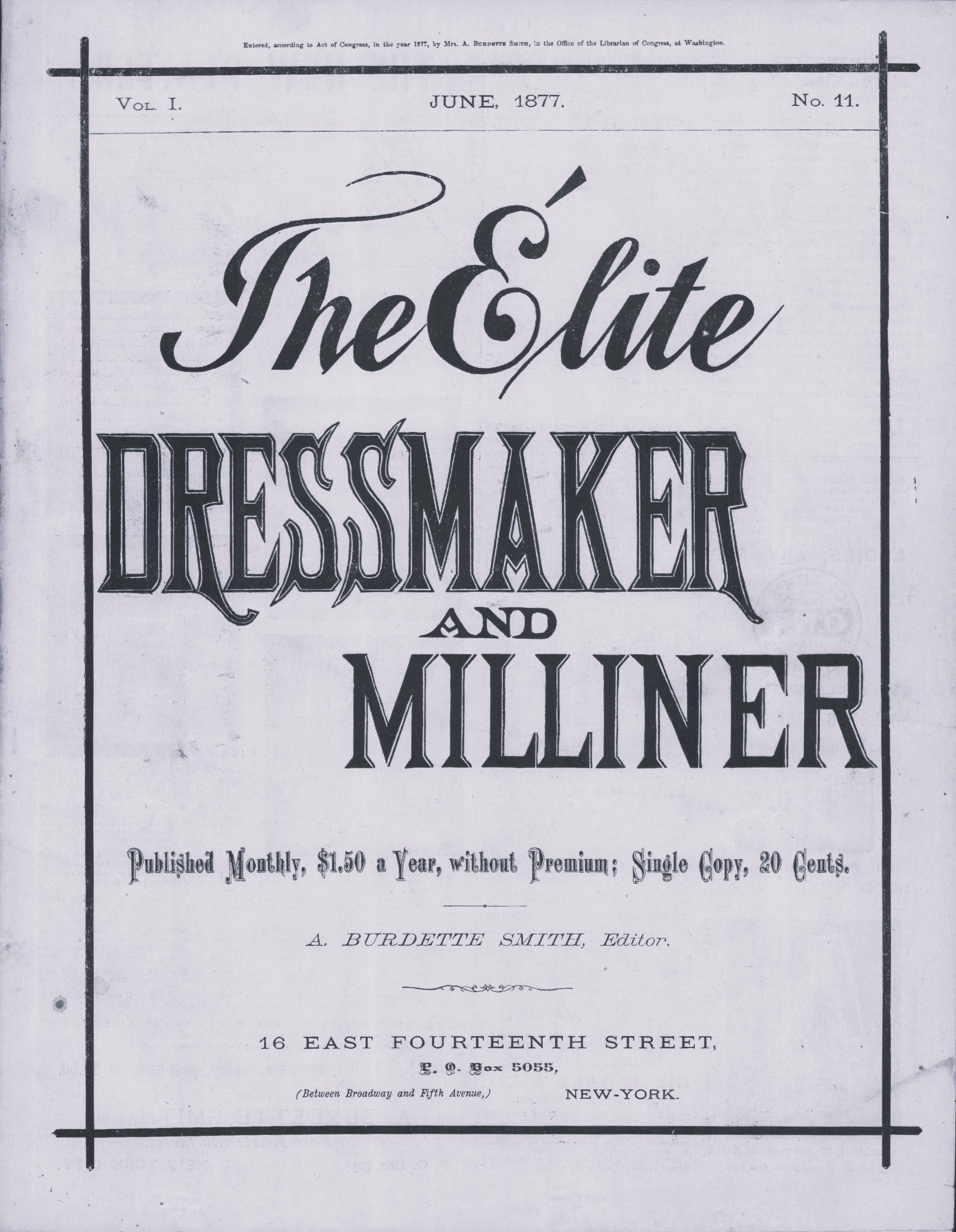 The Elite Dressmaker and Milliner, 1877 June, Vol 1 No 11, E-book INSTANT DOWNLOAD.📥