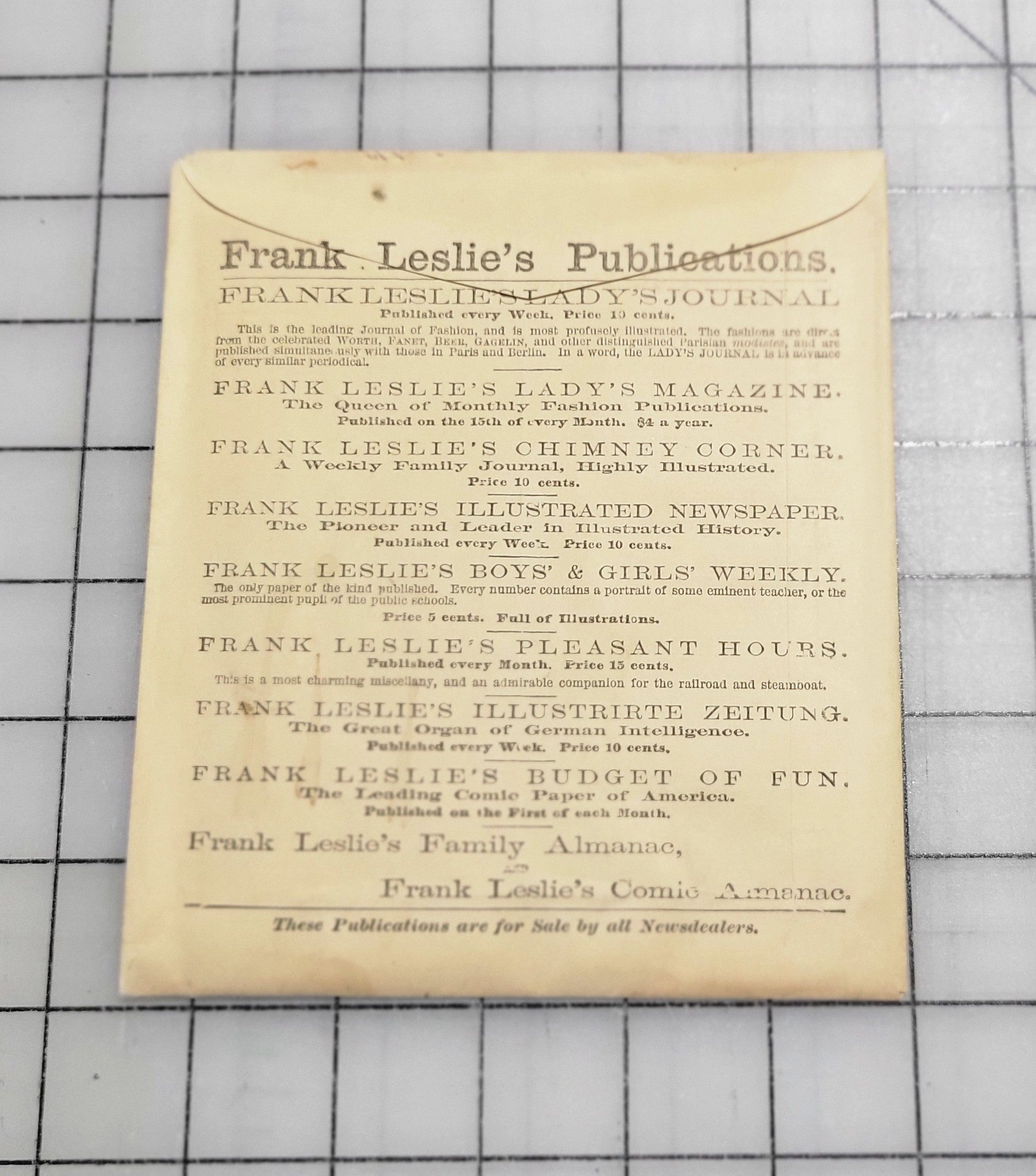 Frank Leslie's Lady's Cut Paper Pattern #376 1870s Infant Shirt