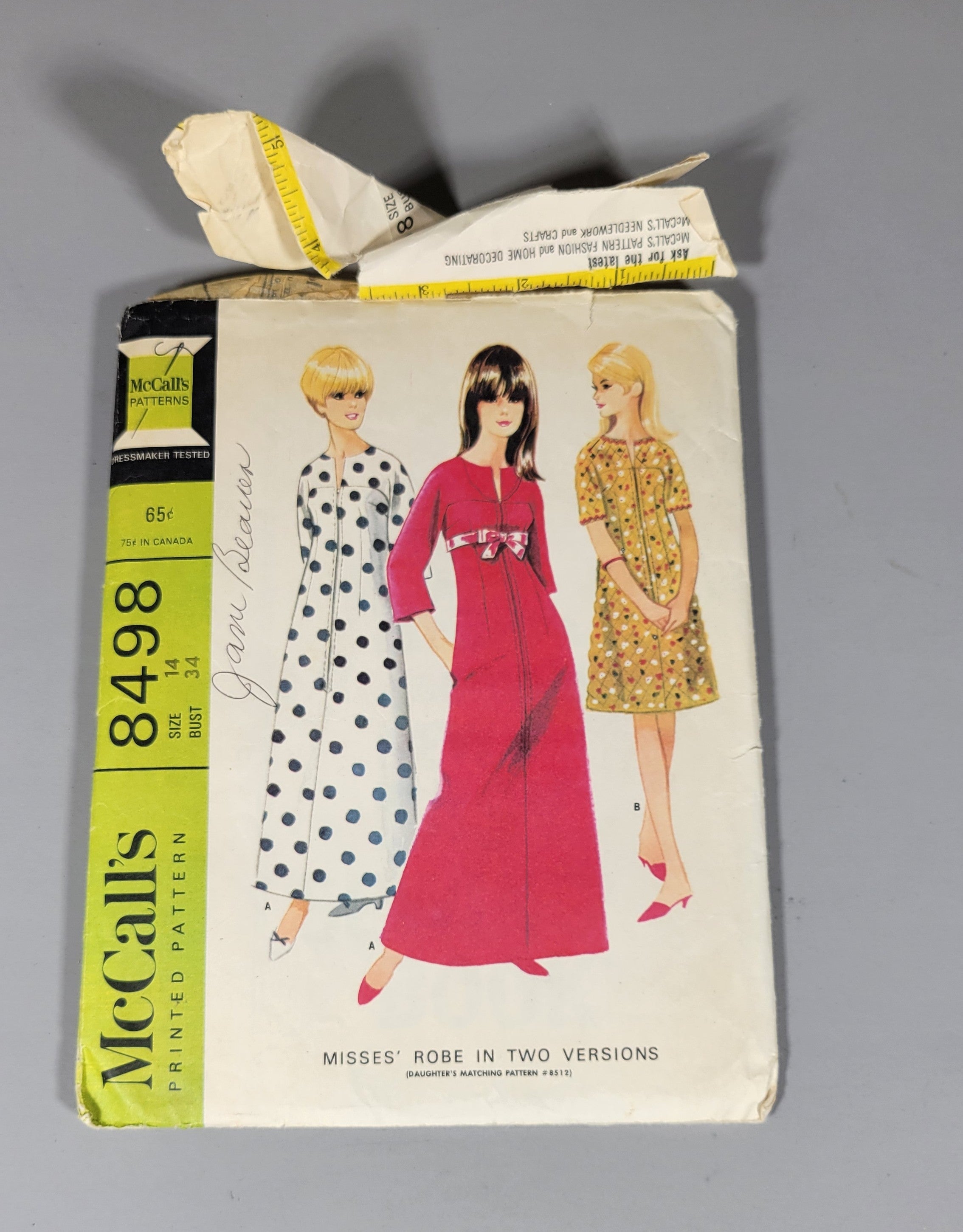 McCall's 8498 Pattern, ca 1966. – Conserving Threads