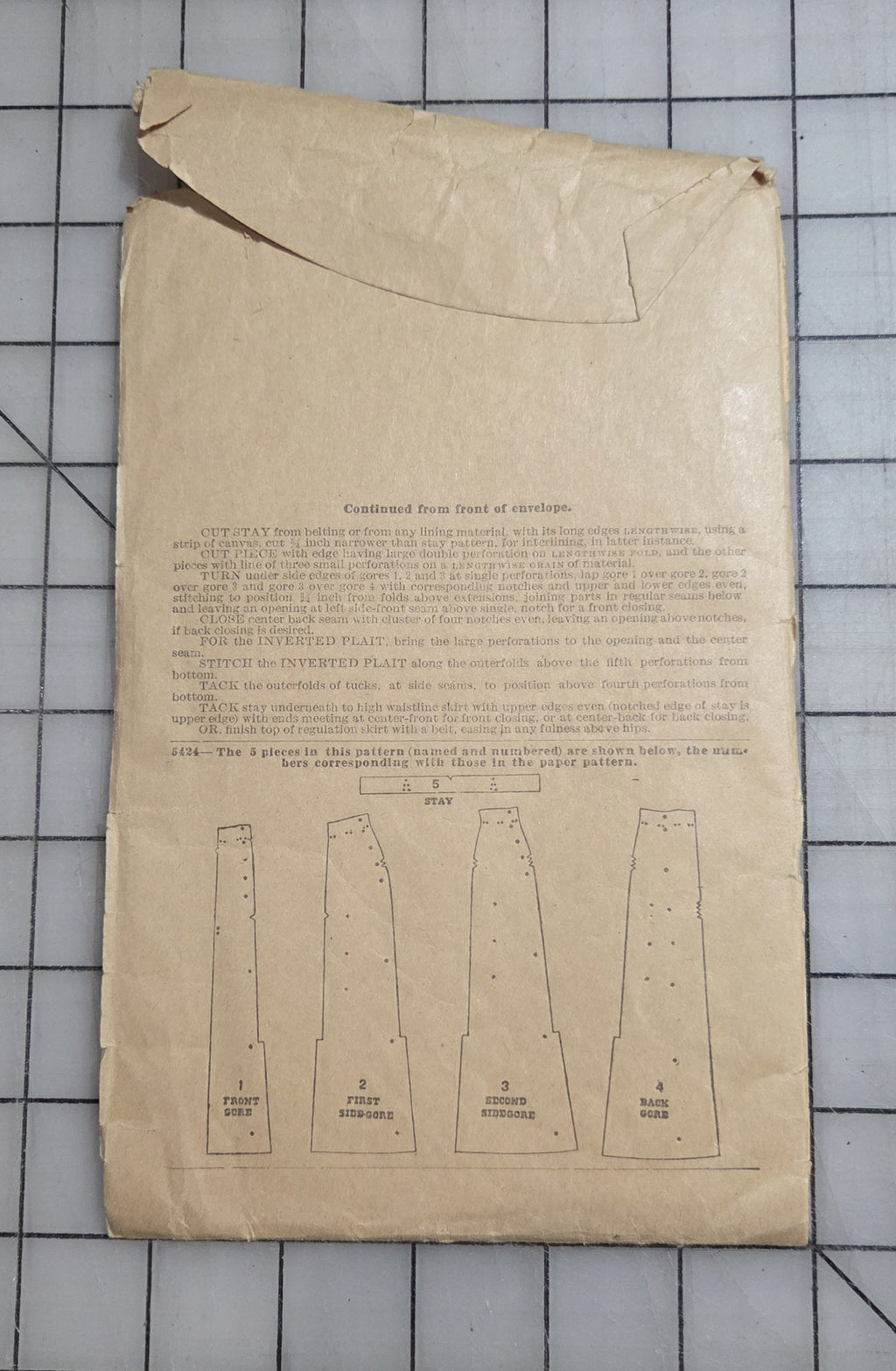 Standard Fashion 5424 Ladies Seven Gore Skirt Dress Pattern 1899 Unprinted