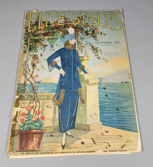 Elite Styles, 1918 October Dressmaker Tailor Fashion Magazine Catalog Ladies