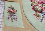 Vintage Textile Needlepoint Seat Cover Set Hand Stitched