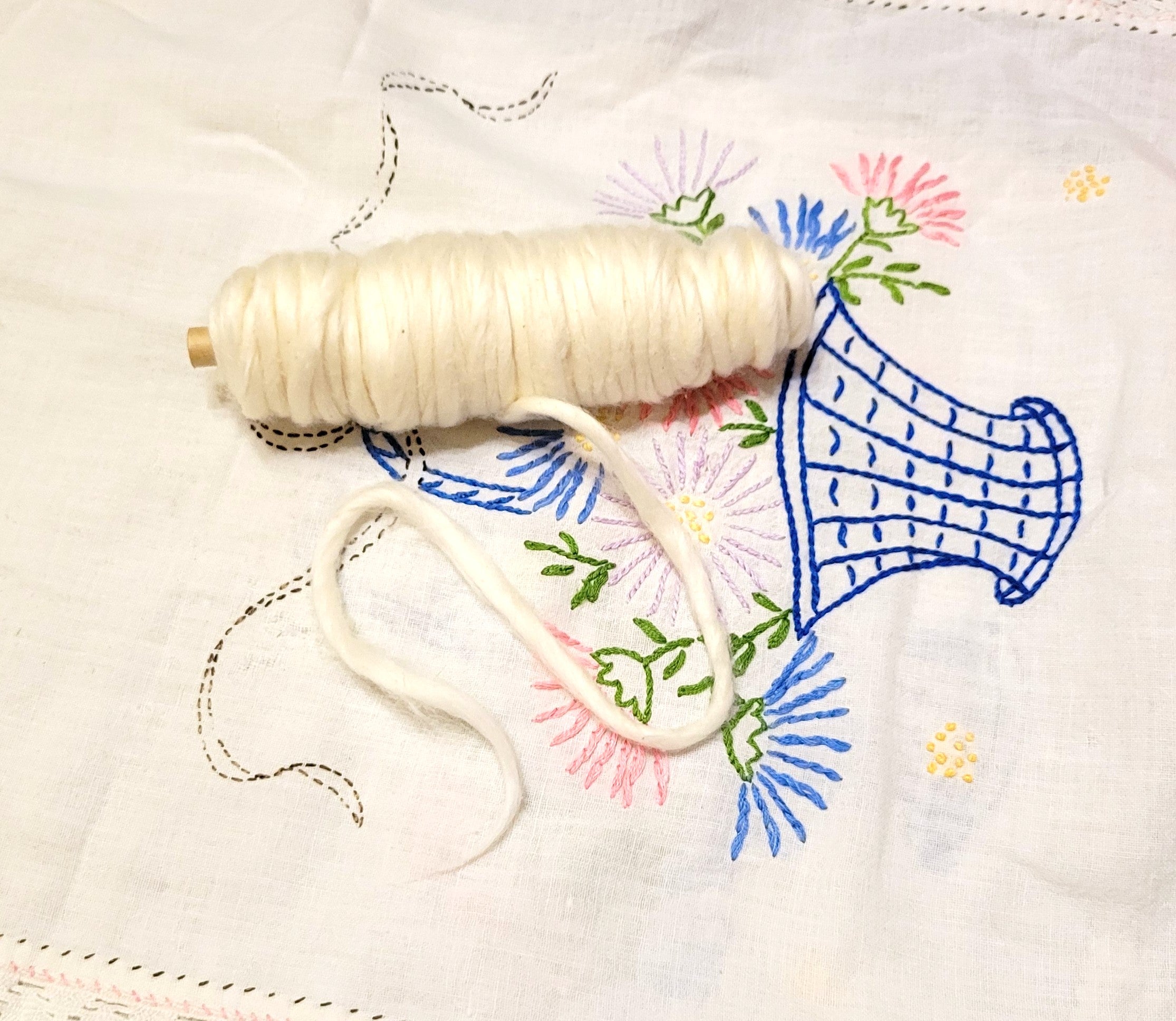 Pre Drafted Cotton Sliver, USA Organic (Texas), Upland Variety (Pin Draft 0.5 Ounce) on Bobbin