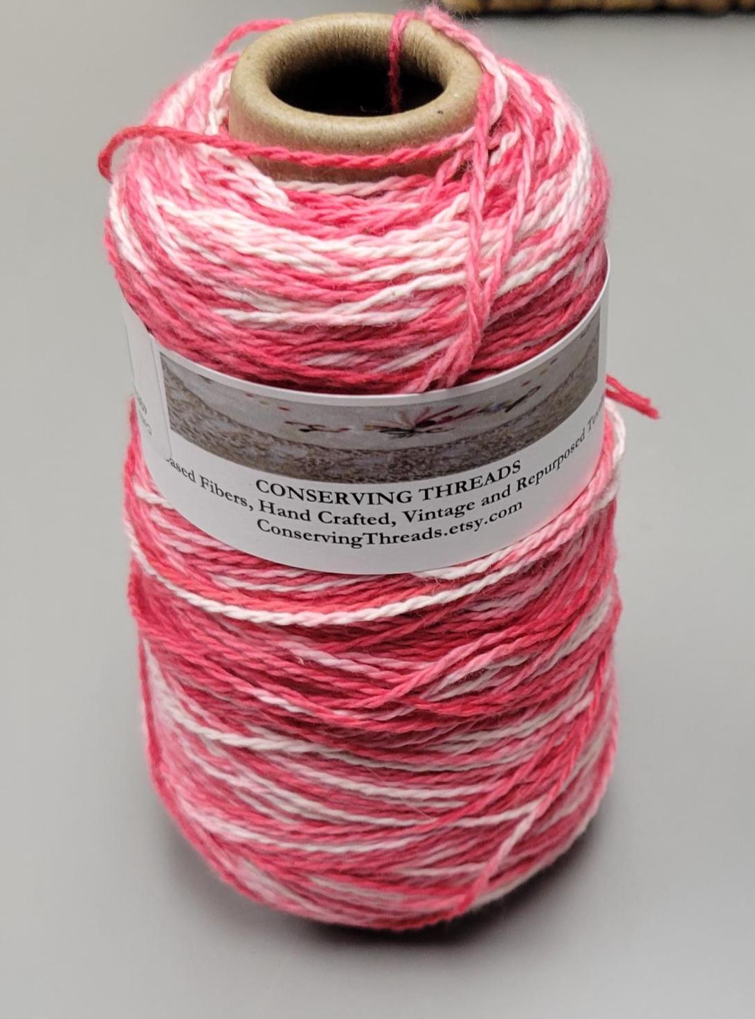 USA Cotton Yarn, Small Batch Dyed Variegated Red. Fingering Weight. 340 Yards. Cone