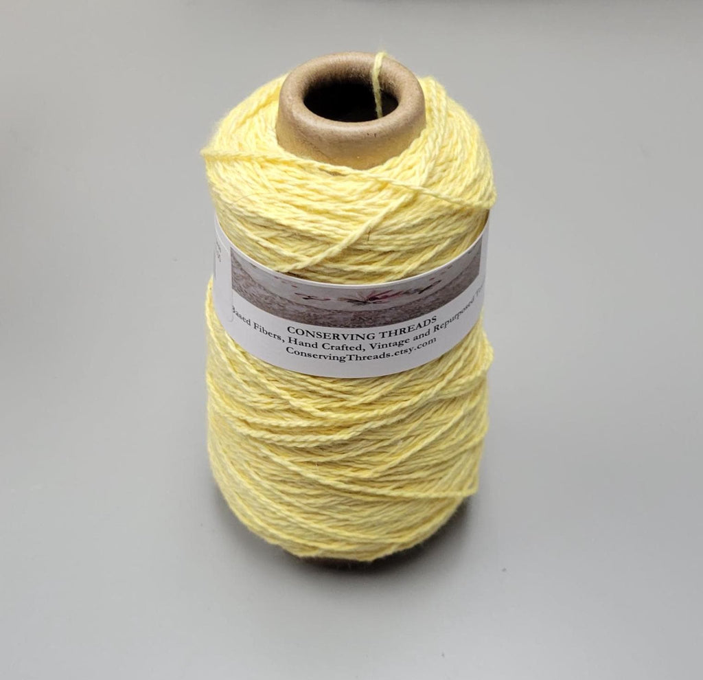 USA Cotton Yarn, Small Batch Dyed Yellow. Fingering Weight. 340 Yards. Cone