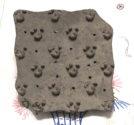 Vintage Wood Blocks Ink Stamping Hand carved (large block) Paw Print