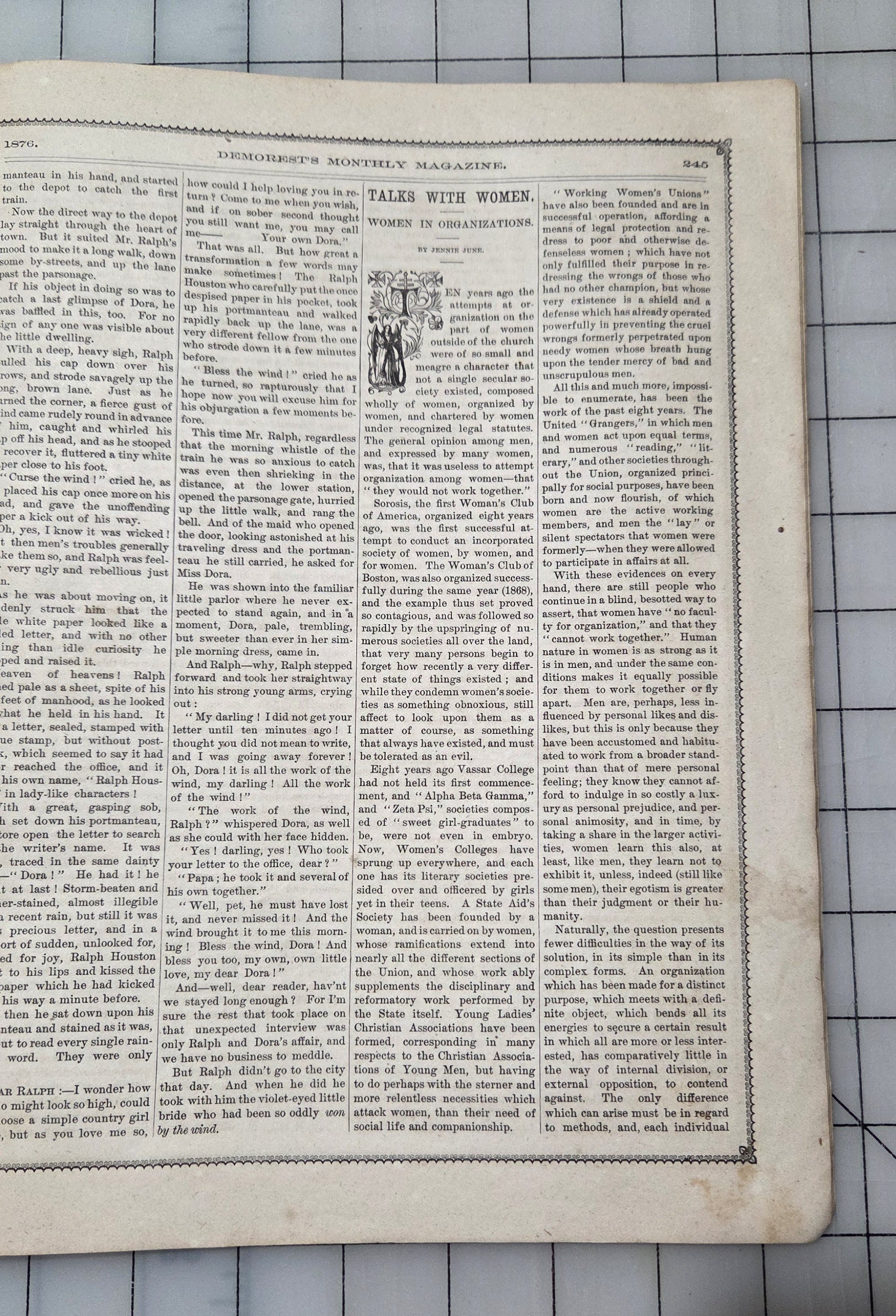 Demorest's Mirror of Fashion 1876 May Stories, Gowns, Painted Plates Original