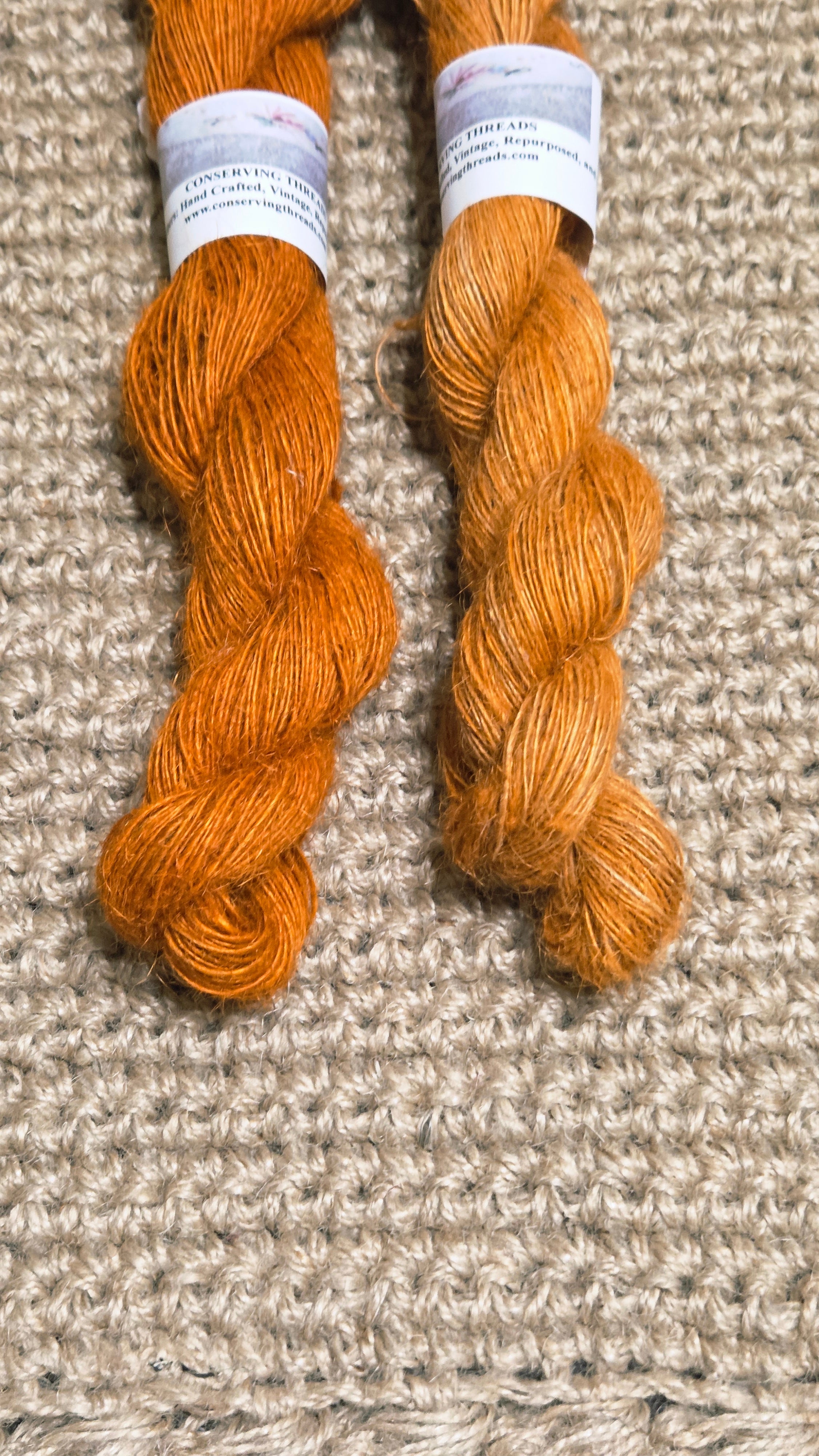 Yarn Jute. Skein. Lace Weight. Small Batch Dyed. 200 Yards. Orange