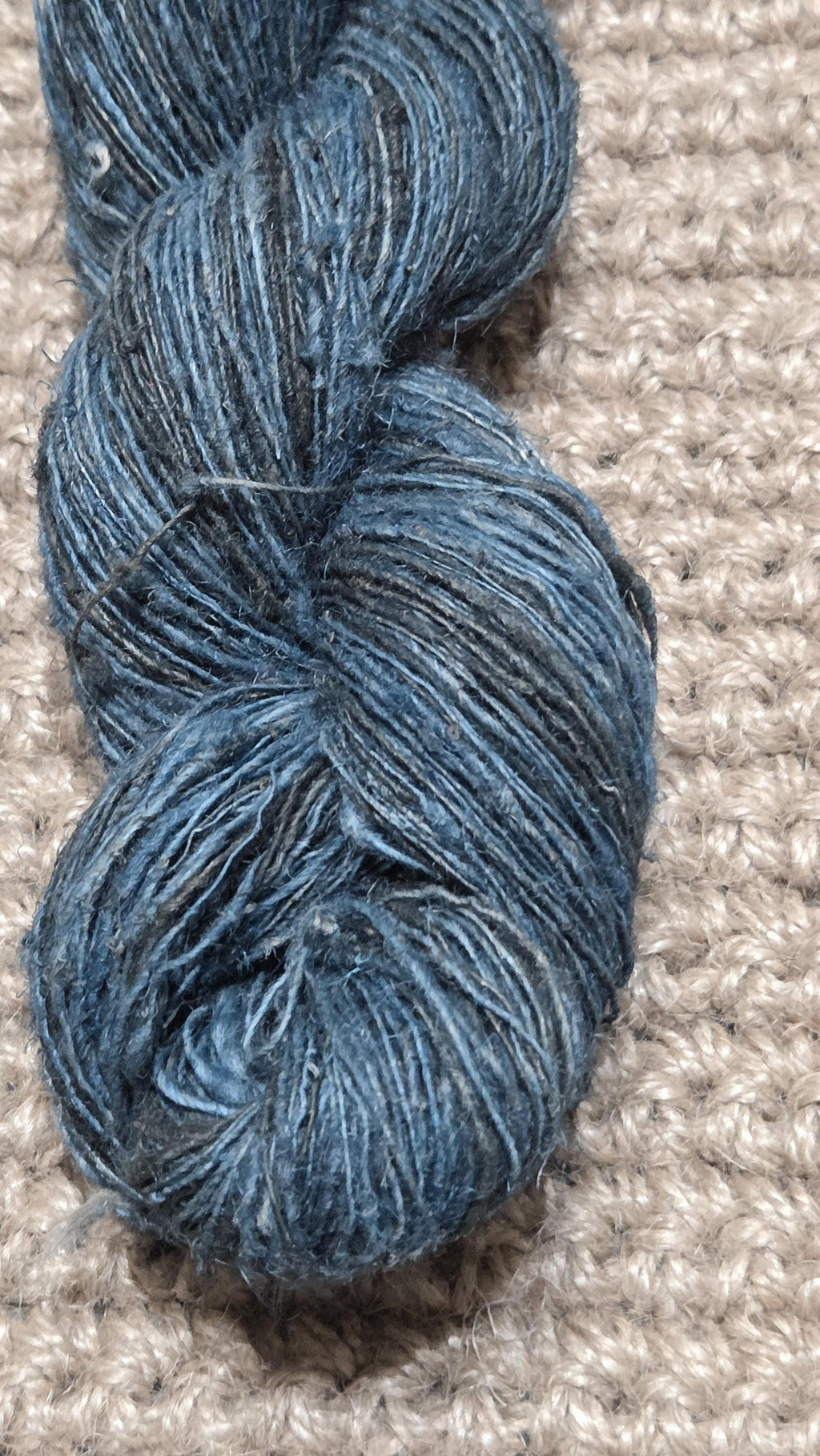 Yarn Nettle, 340 Yards, Blue - Indigo Dyed. Hand-Spun Skein.