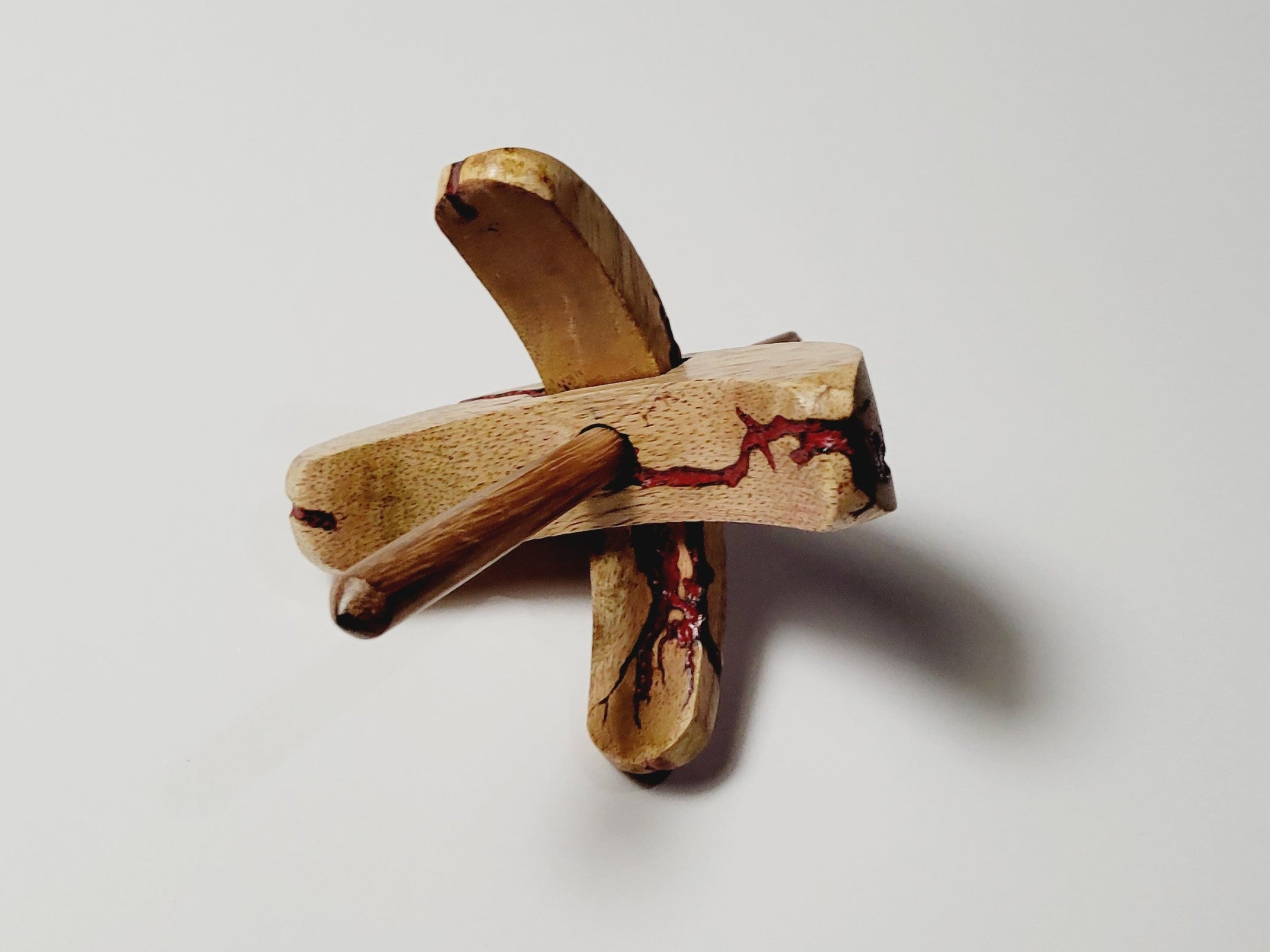 Spindle, Hand-Carved Bottom Whorl Style, Reclaimed Mango Wood (Small Red Burl)
