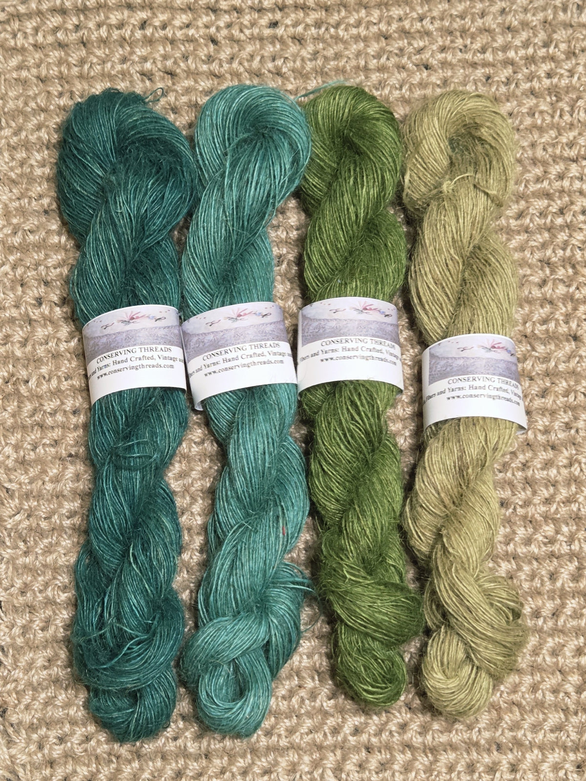 Yarn Jute. Skein. Lace Weight. Small Batch Dyed. 200 Yards. Green