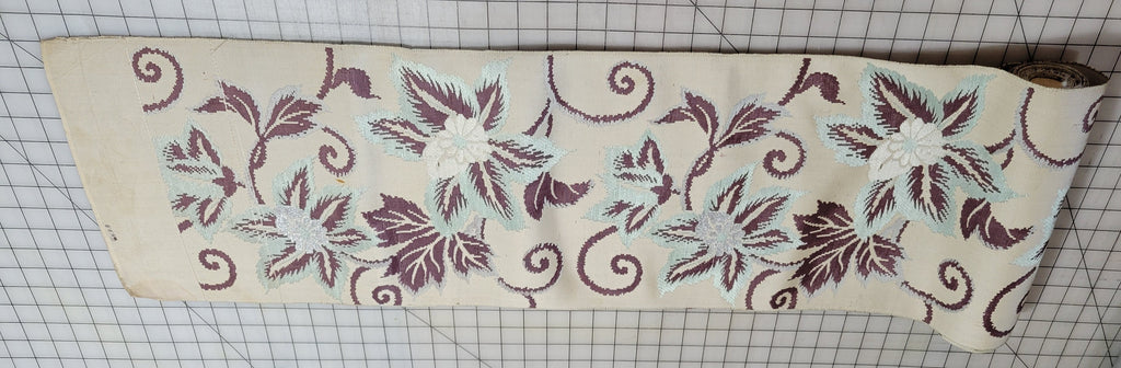 Roll Pre-War Japanese Textile Silk Fabric Kimono Floral Silver Stamp Yuki