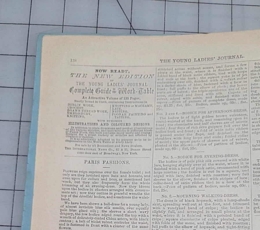 Young Ladies Journal Magazine 1895 March Fashion Illustrated Patterns American