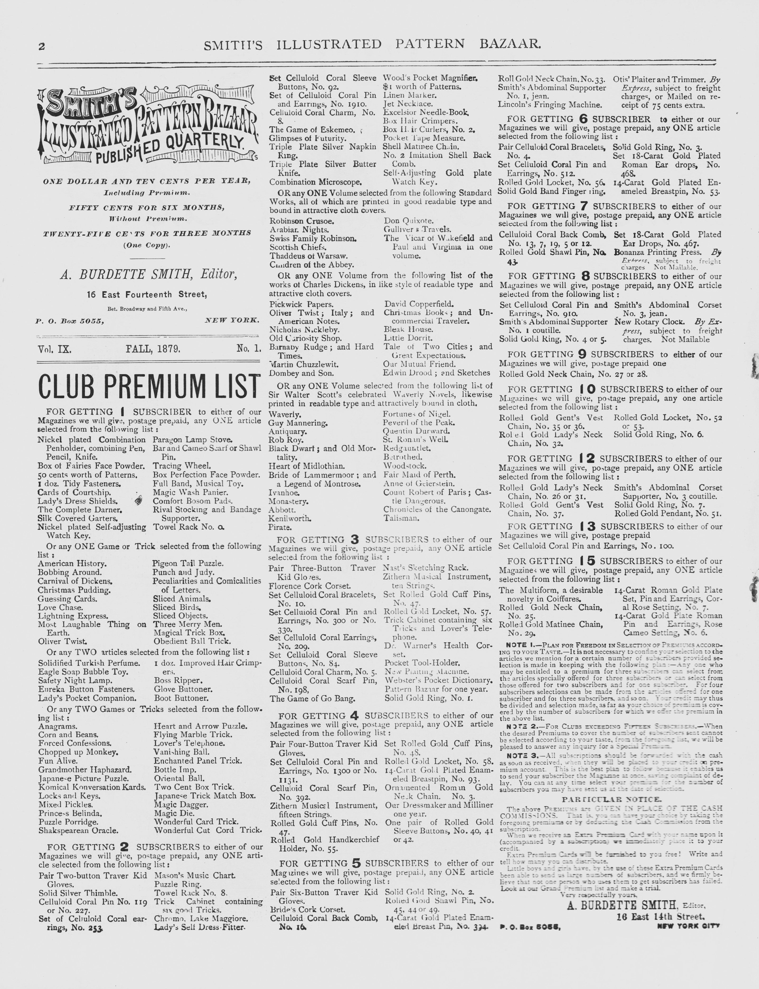Smith's Illustrated Pattern Bazaar Quarterly, 1879 Fall, Vol 9 No 1, E-book INSTANT DOWNLOAD.📥.