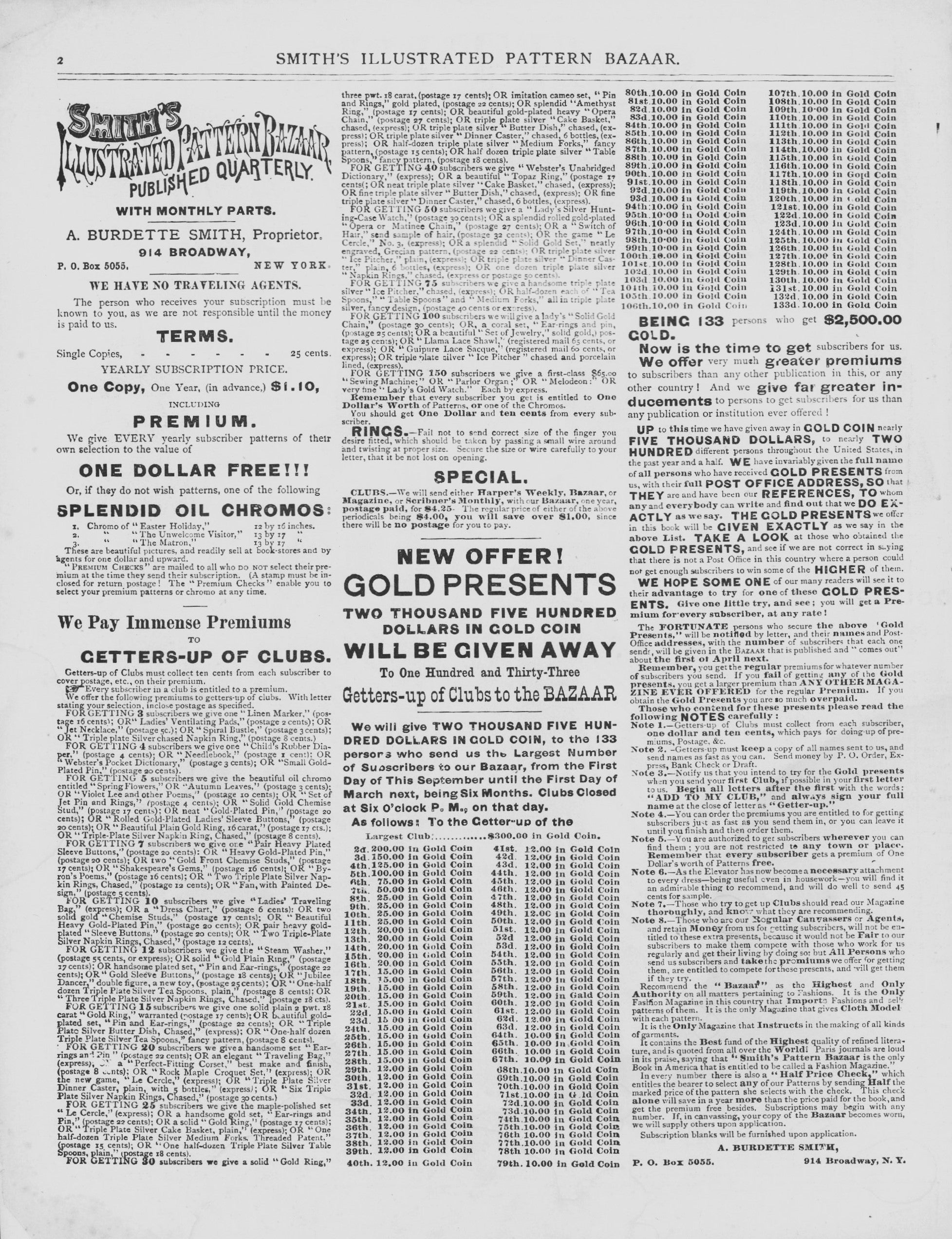 Smith's Illustrated Pattern Bazaar, 1875 Winter, Vol 5 No 2, E-book INSTANT DOWNLOAD.📥