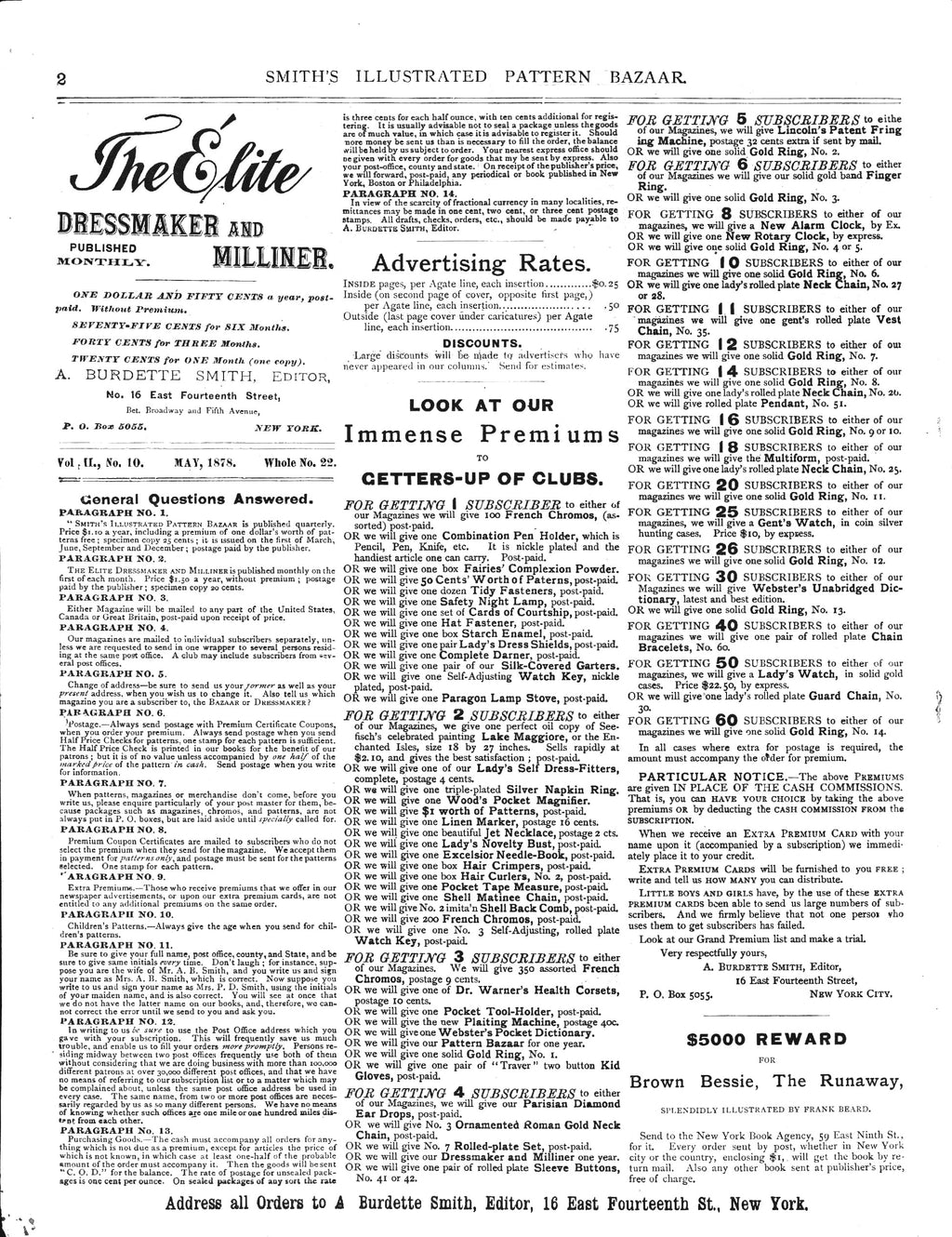 The Elite Dressmaker and Milliner, May 1878, Vol 2 No 10. E-book INSTANT DOWNLOAD. 📥