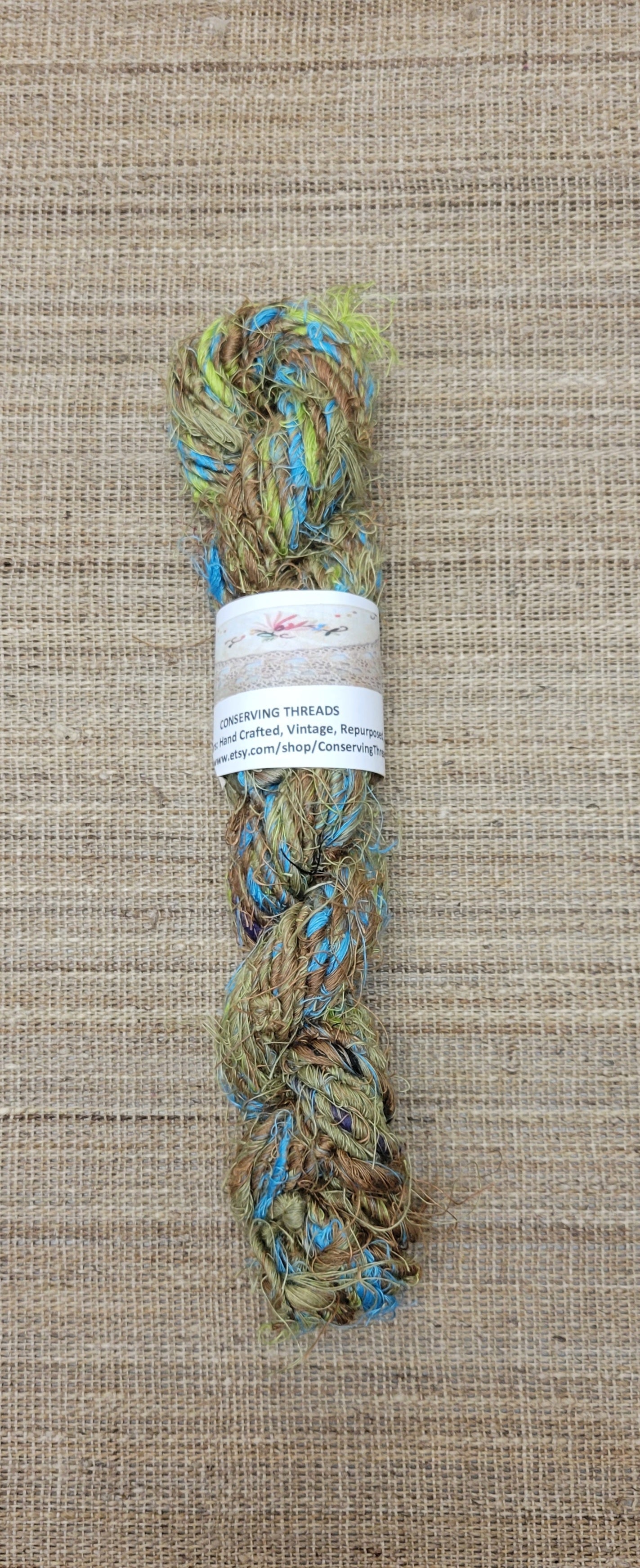Linen Reclaimed Thread Skeins. Upcycled Hand-Spun Yarn.