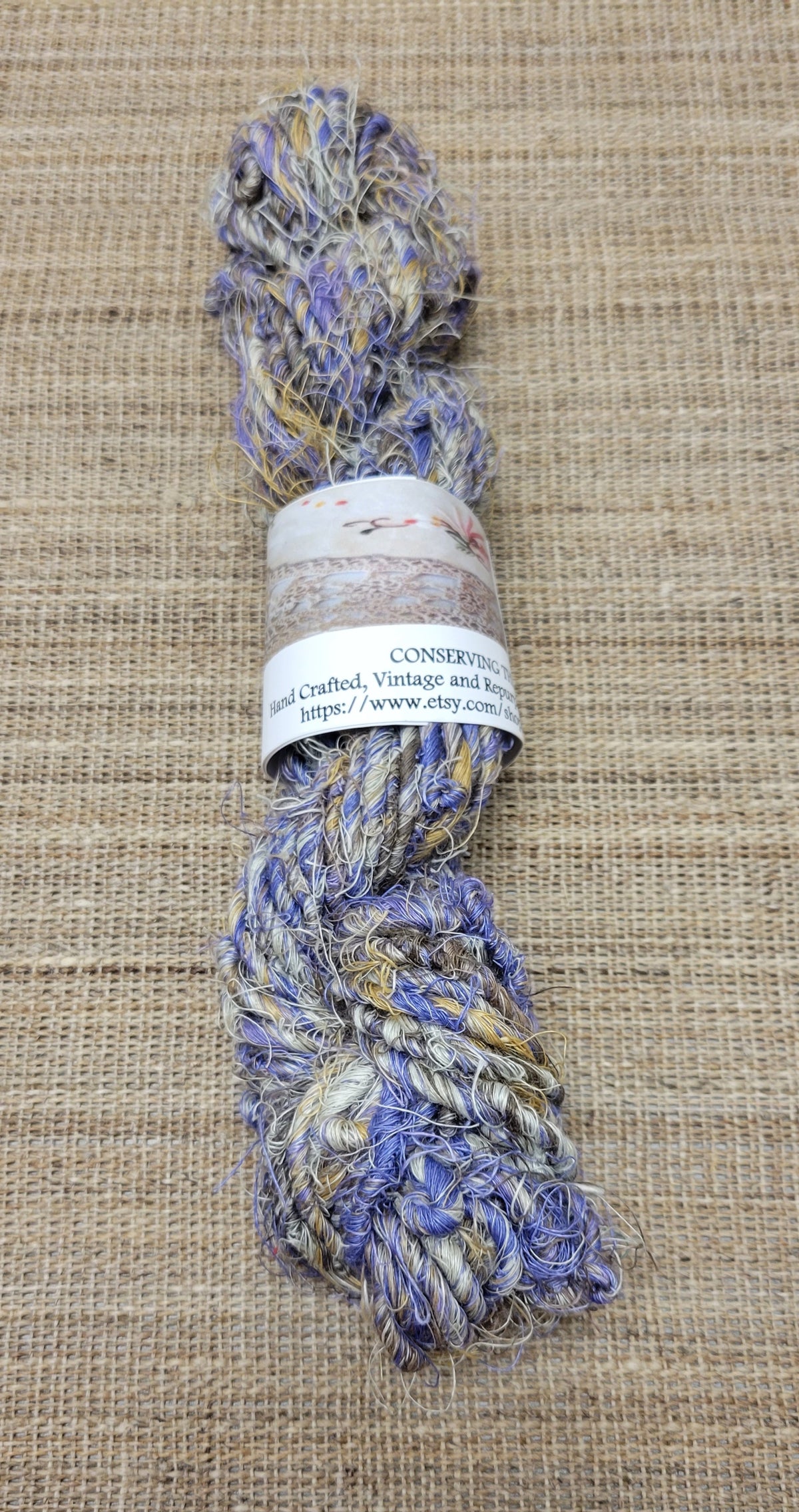 Linen Reclaimed Thread Skeins. Upcycled Hand-Spun Yarn.
