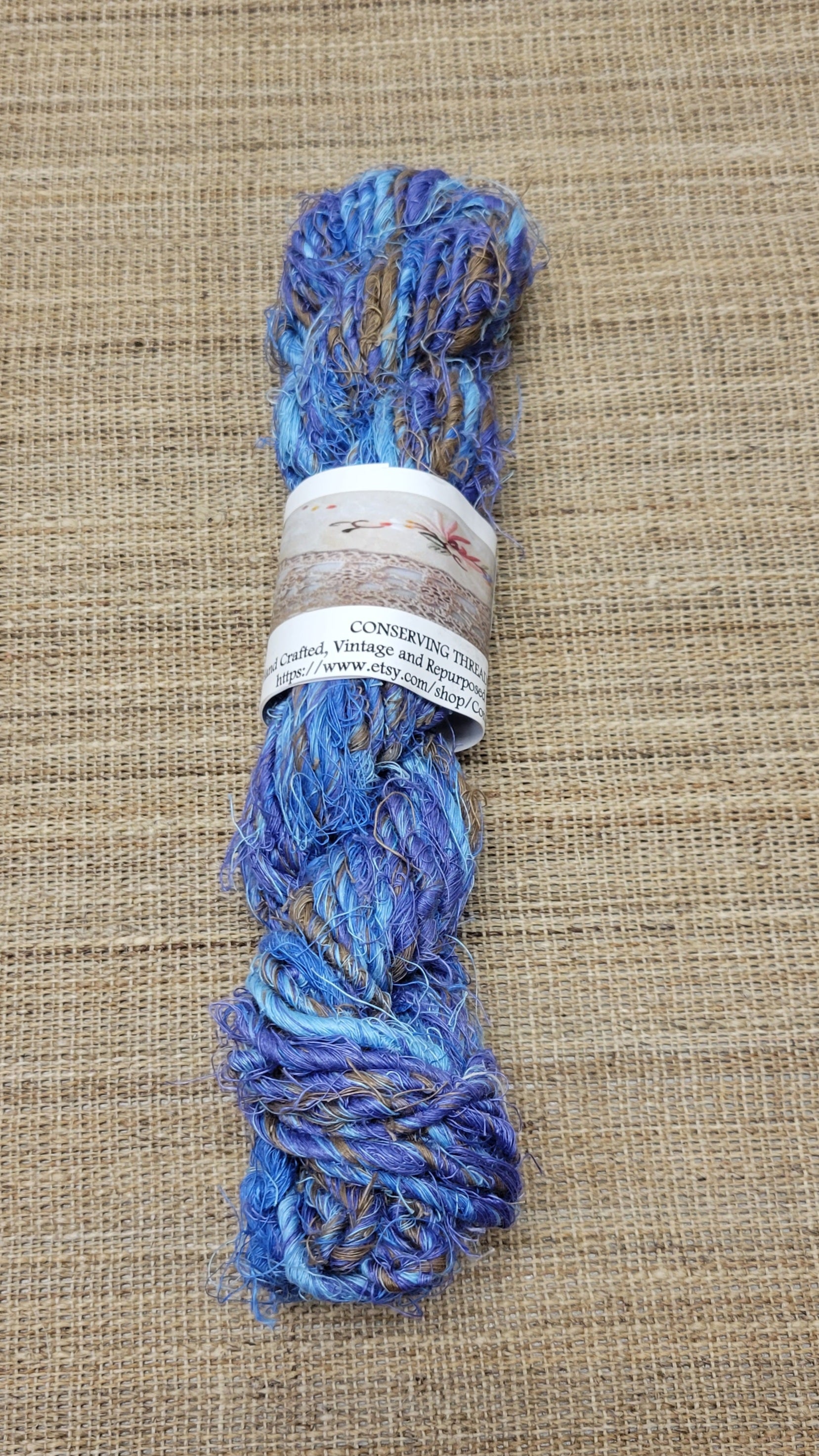 Linen Reclaimed Thread Skeins. Upcycled Hand-Spun Yarn.