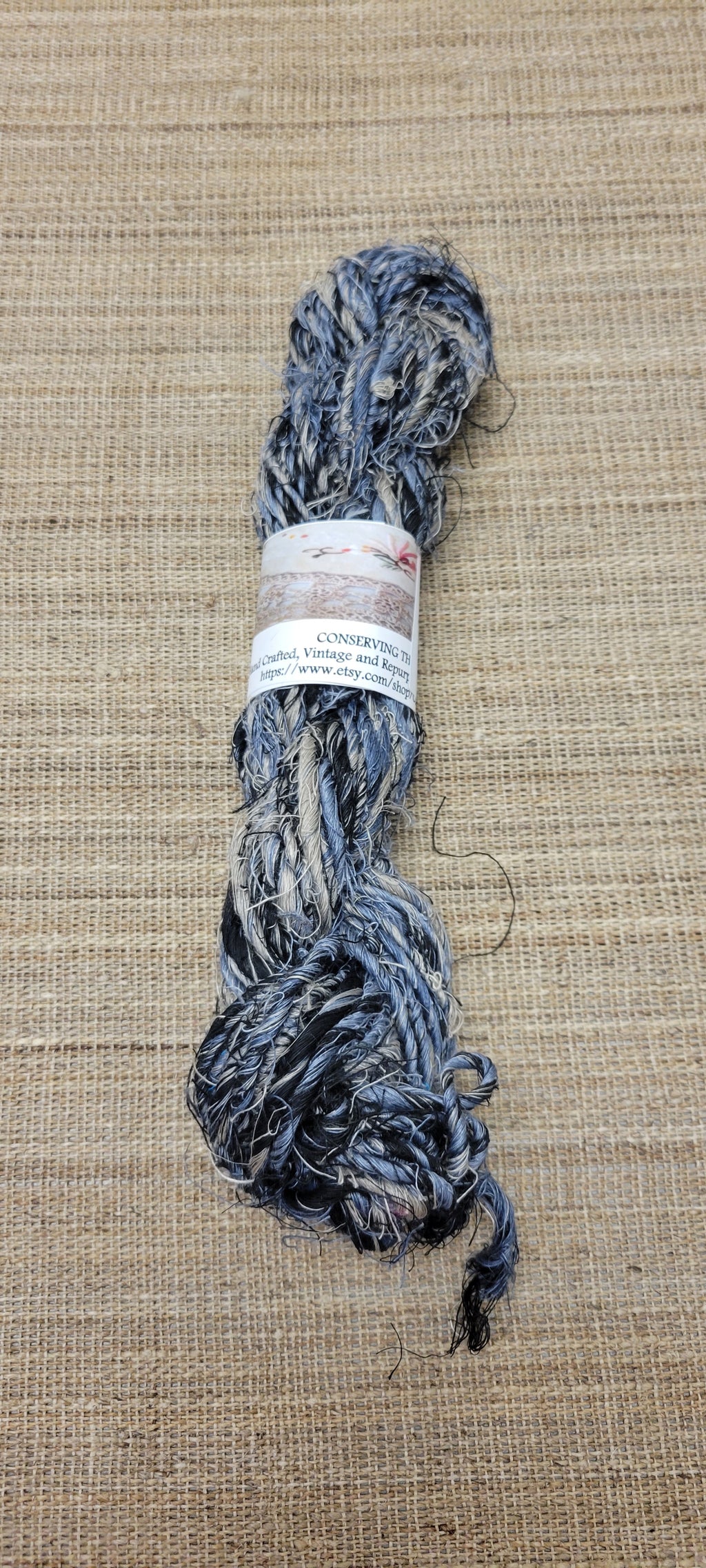 Linen Reclaimed Thread Skeins. Upcycled Hand-Spun Yarn.
