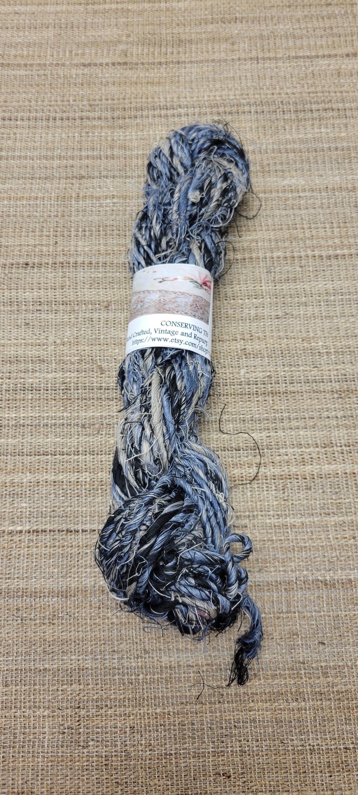 Linen Reclaimed Thread Skeins. Upcycled Hand-Spun Yarn.
