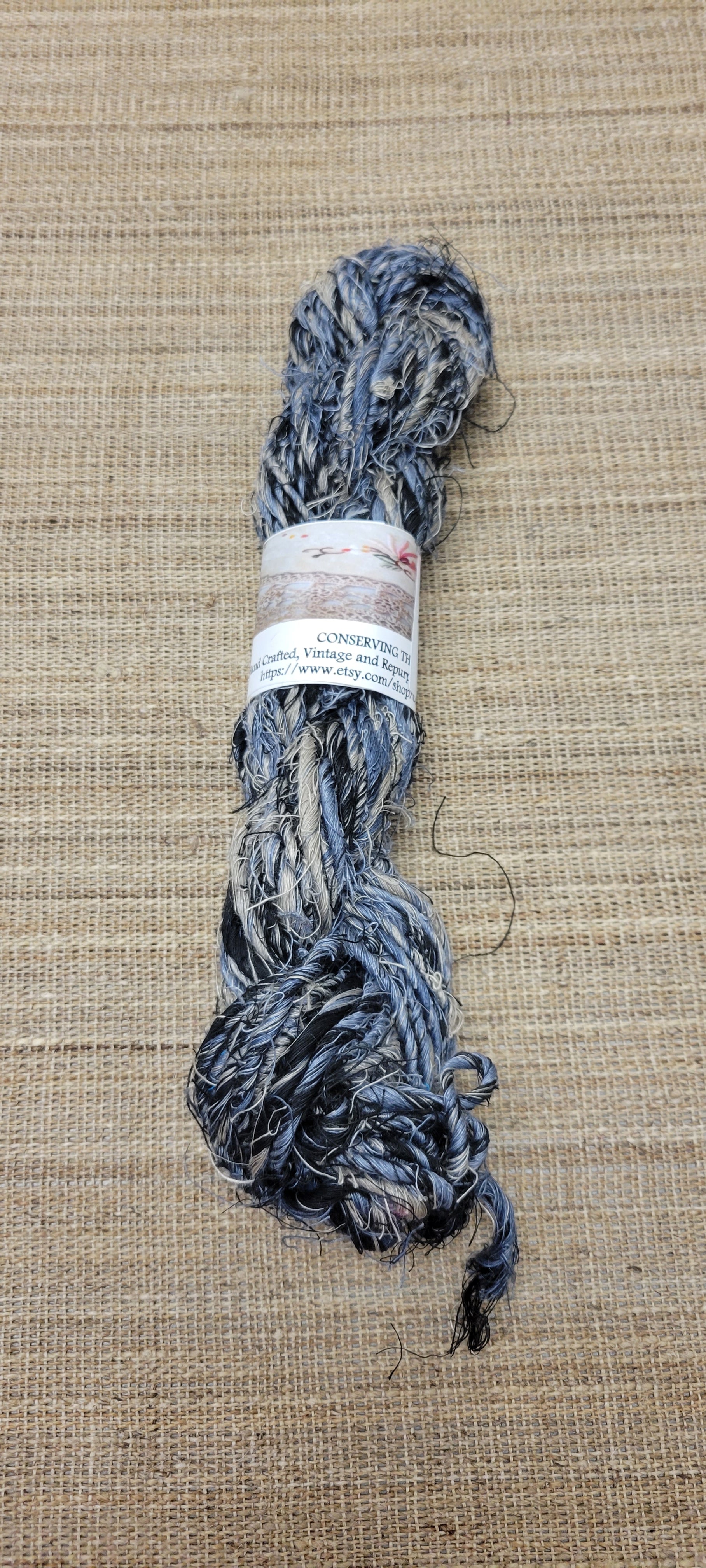 Linen Reclaimed Thread Skeins. Upcycled Hand-Spun Yarn.