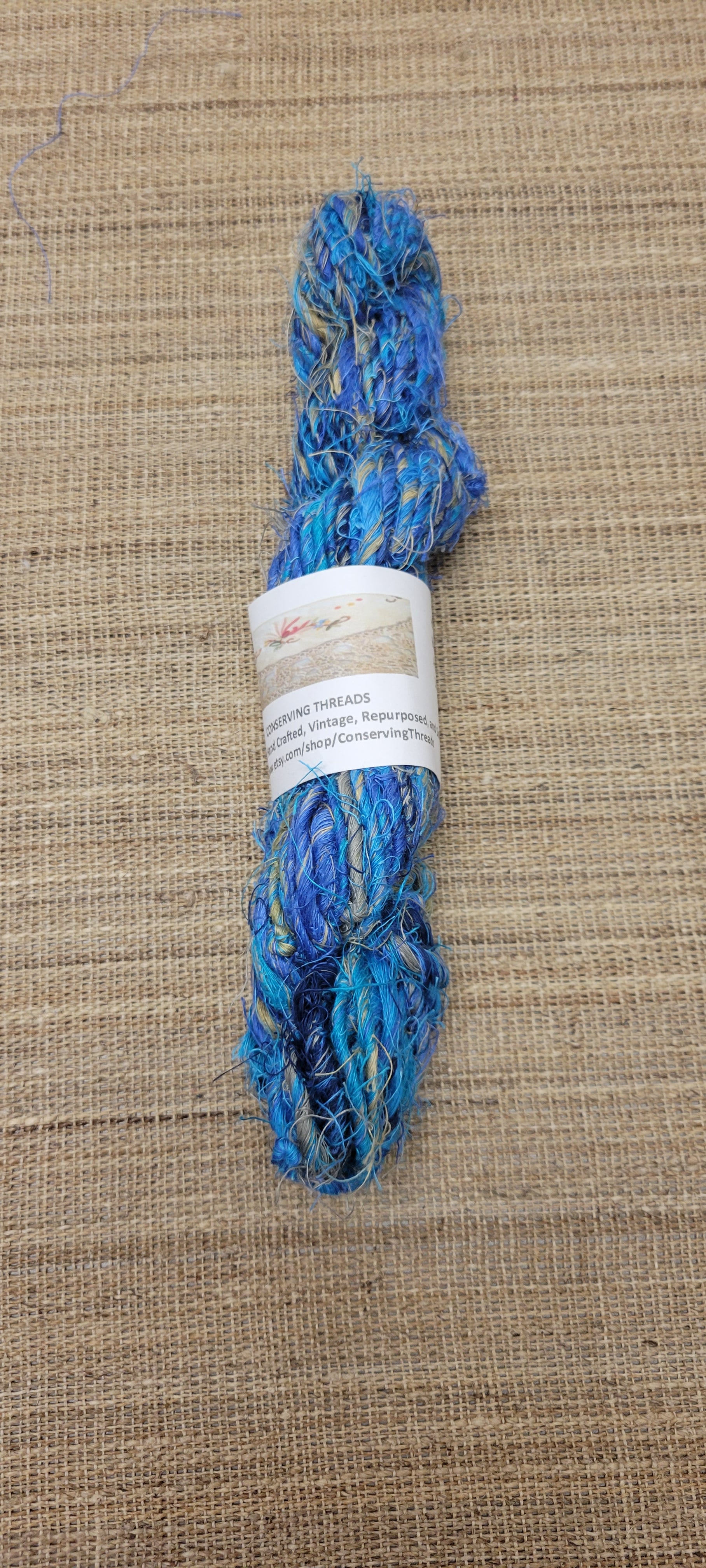 Linen Reclaimed Thread Skeins. Upcycled Hand-Spun Yarn.