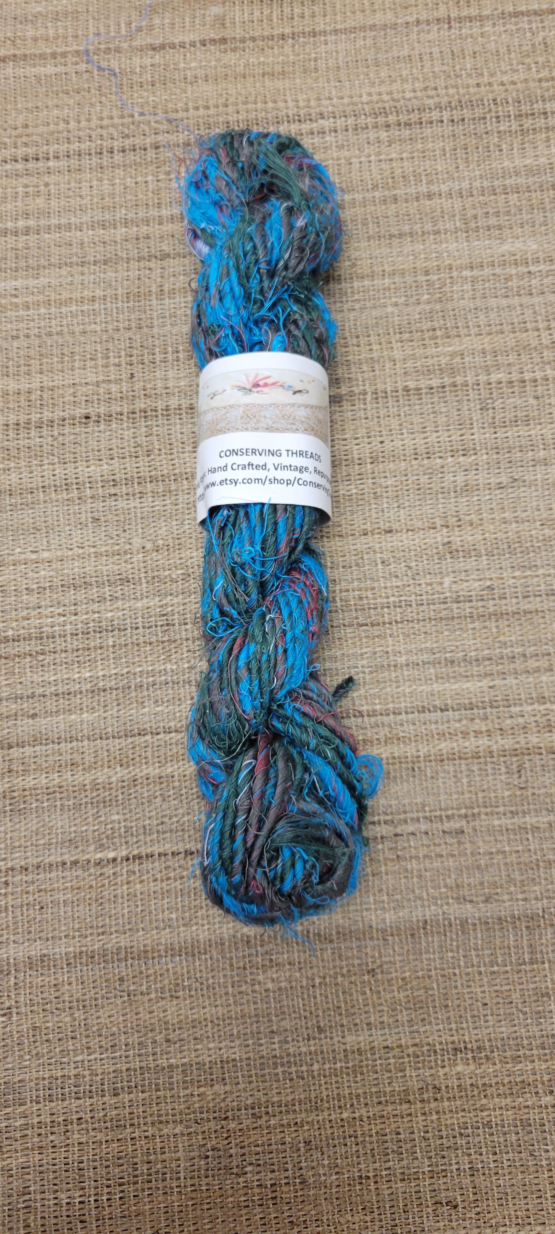 Linen Reclaimed Thread Skeins. Upcycled Hand-Spun Yarn.