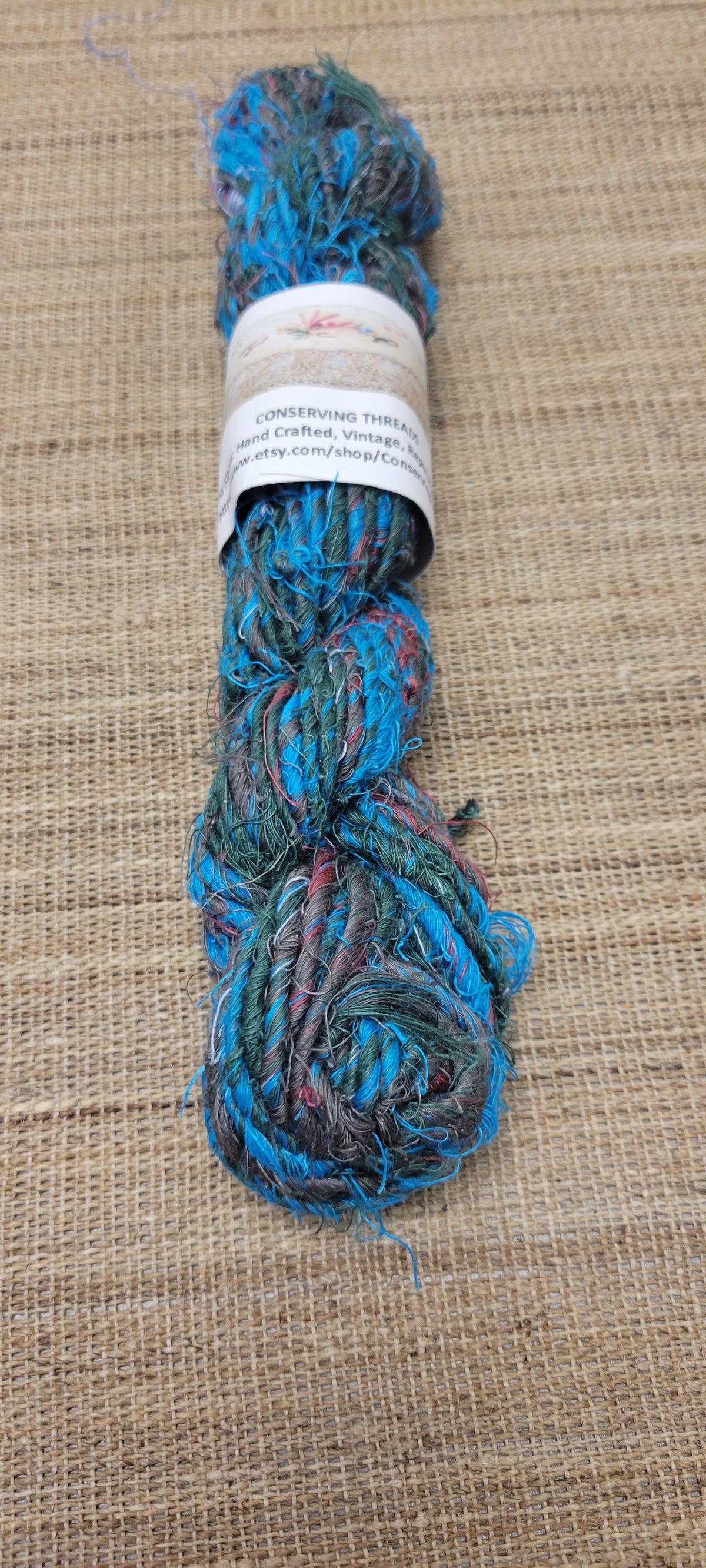 Linen Reclaimed Thread Skeins. Upcycled Hand-Spun Yarn.