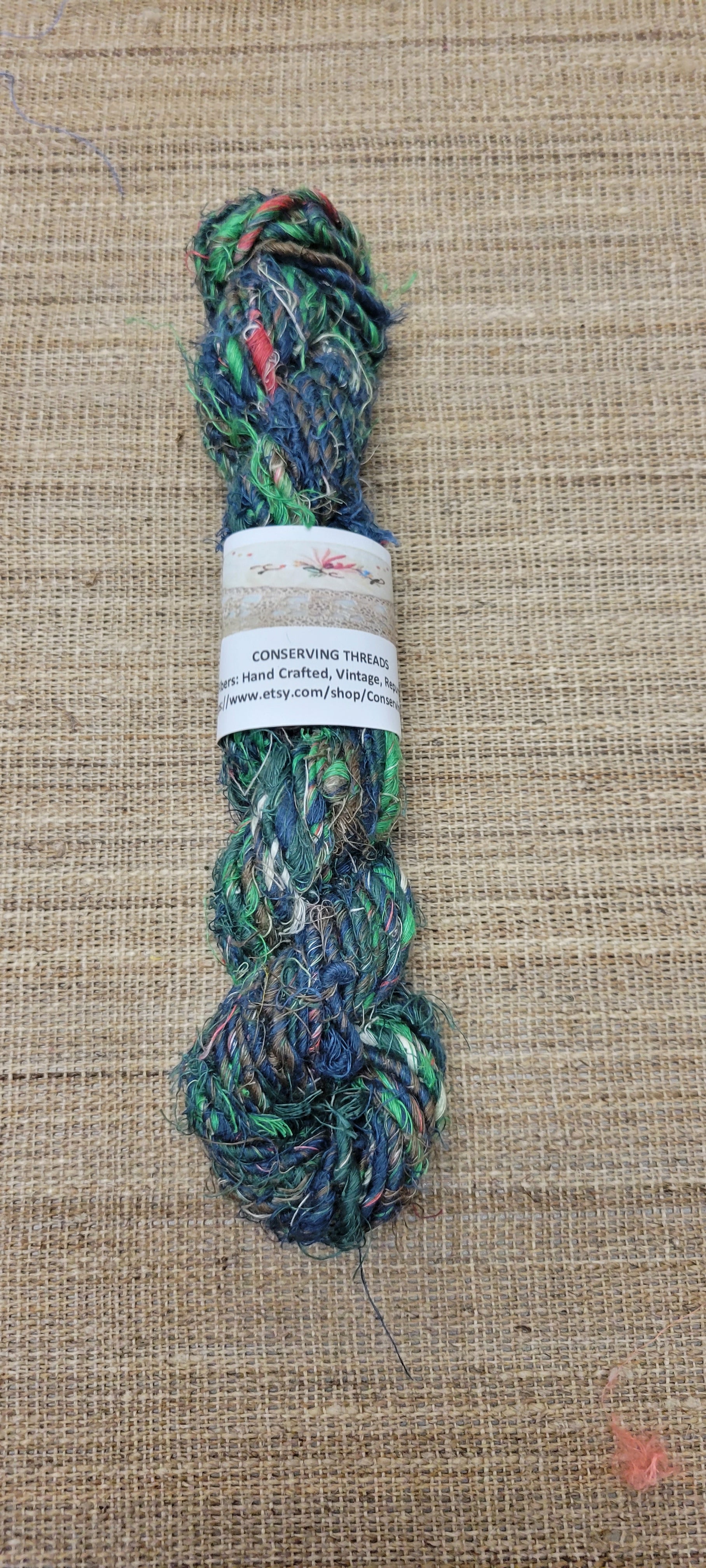 Linen Reclaimed Thread Skeins. Upcycled Hand-Spun Yarn.