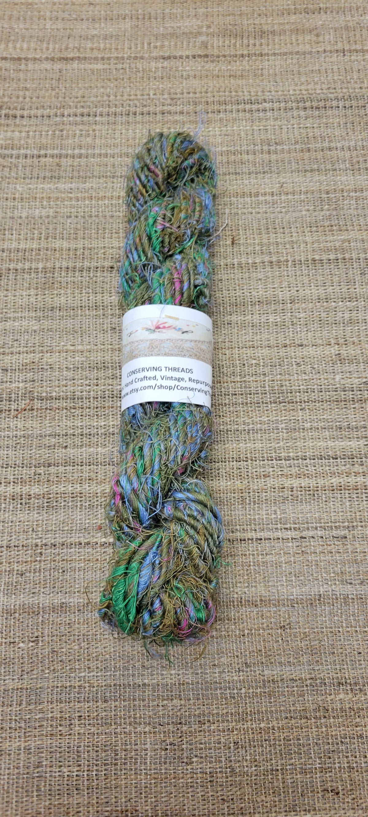 Linen Reclaimed Thread Skeins. Upcycled Hand-Spun Yarn.