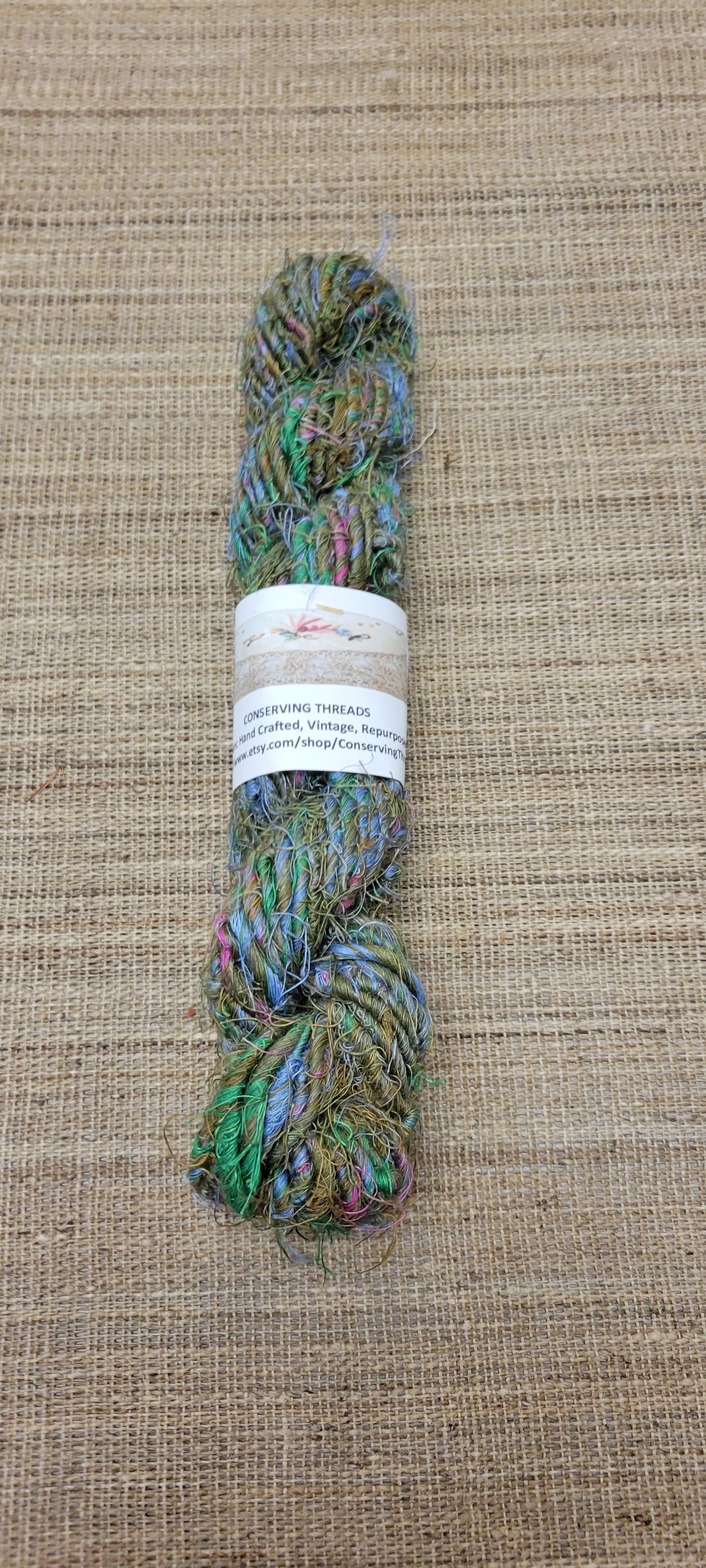 Linen Reclaimed Thread Skeins. Upcycled Hand-Spun Yarn.