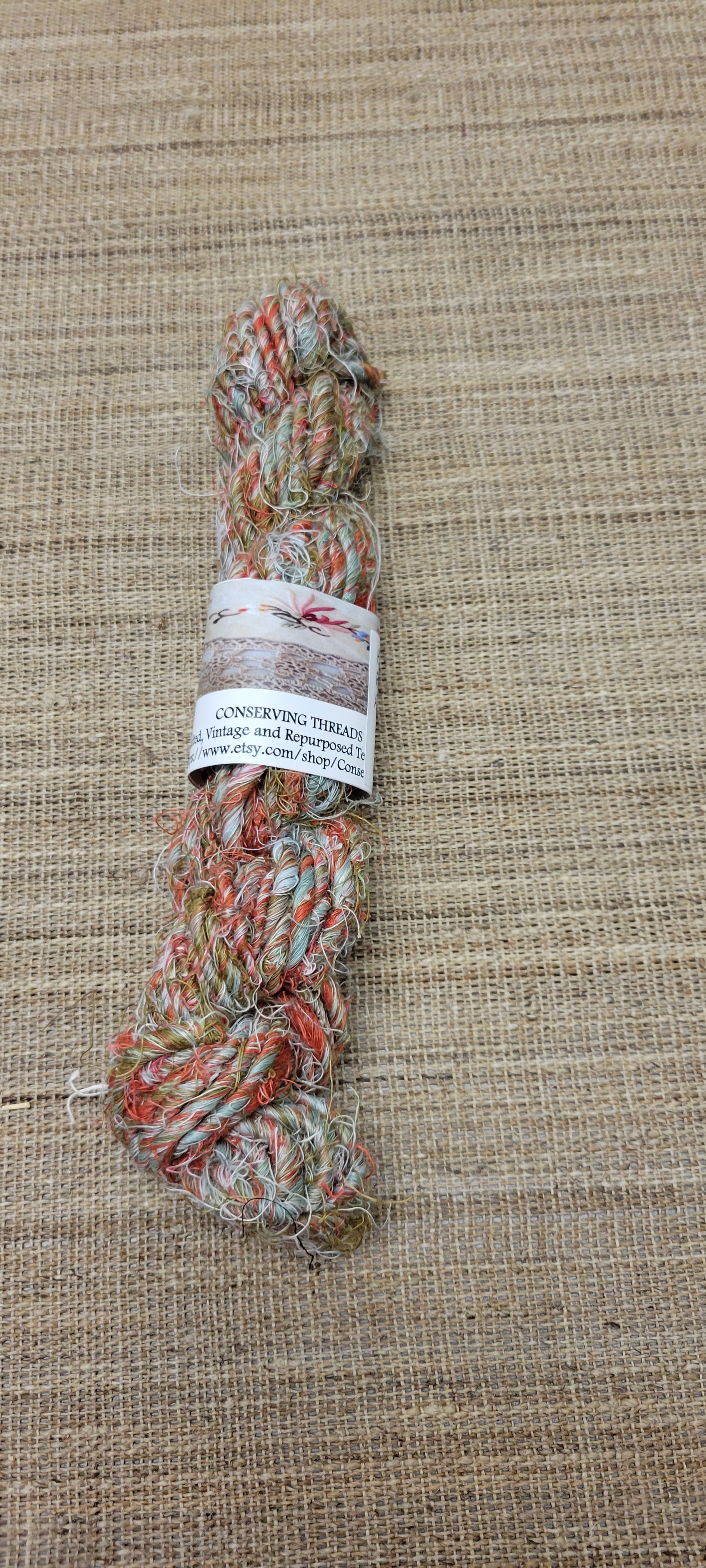 Linen Reclaimed Thread Skeins. Upcycled Hand-Spun Yarn.