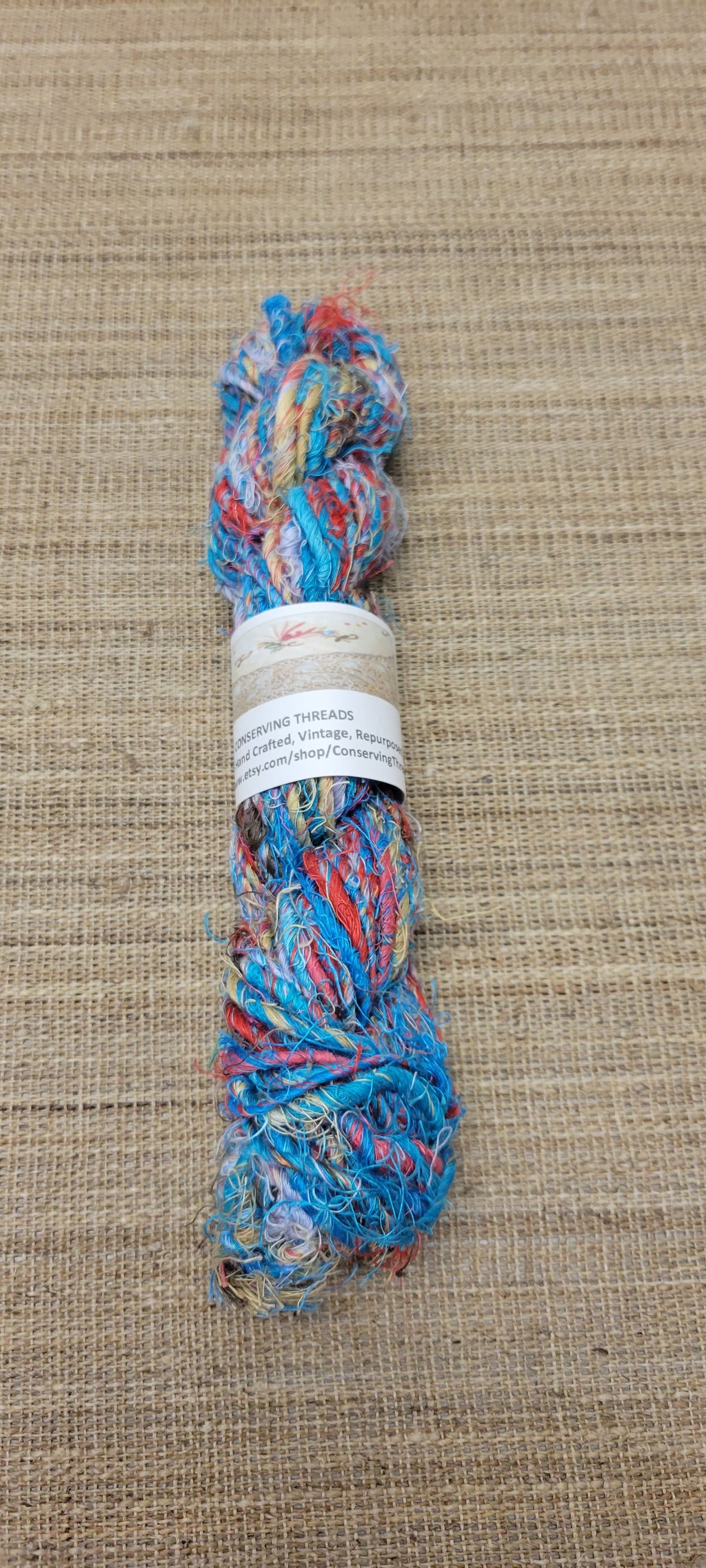 Linen Reclaimed Thread Skeins. Upcycled Hand-Spun Yarn.