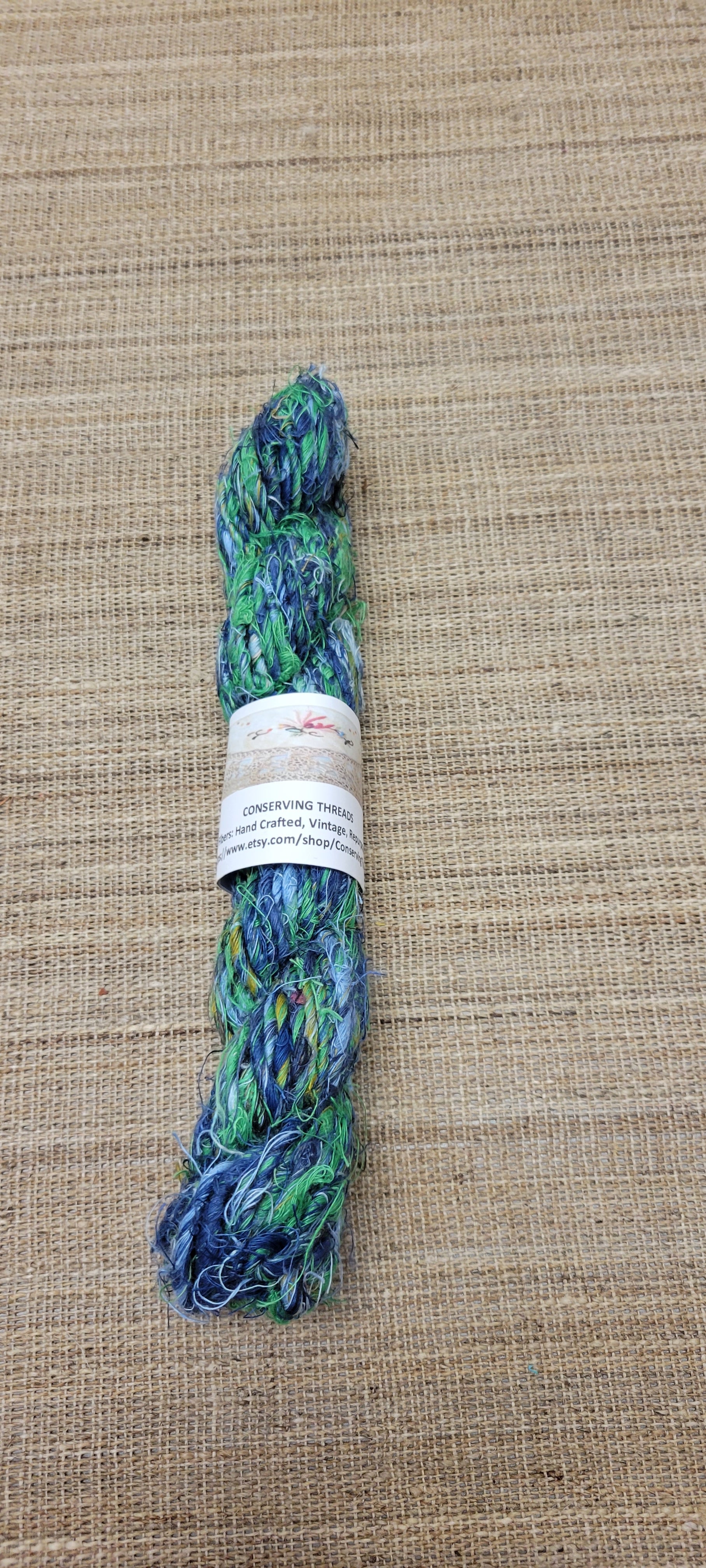 Linen Reclaimed Thread Skeins. Upcycled Hand-Spun Yarn.