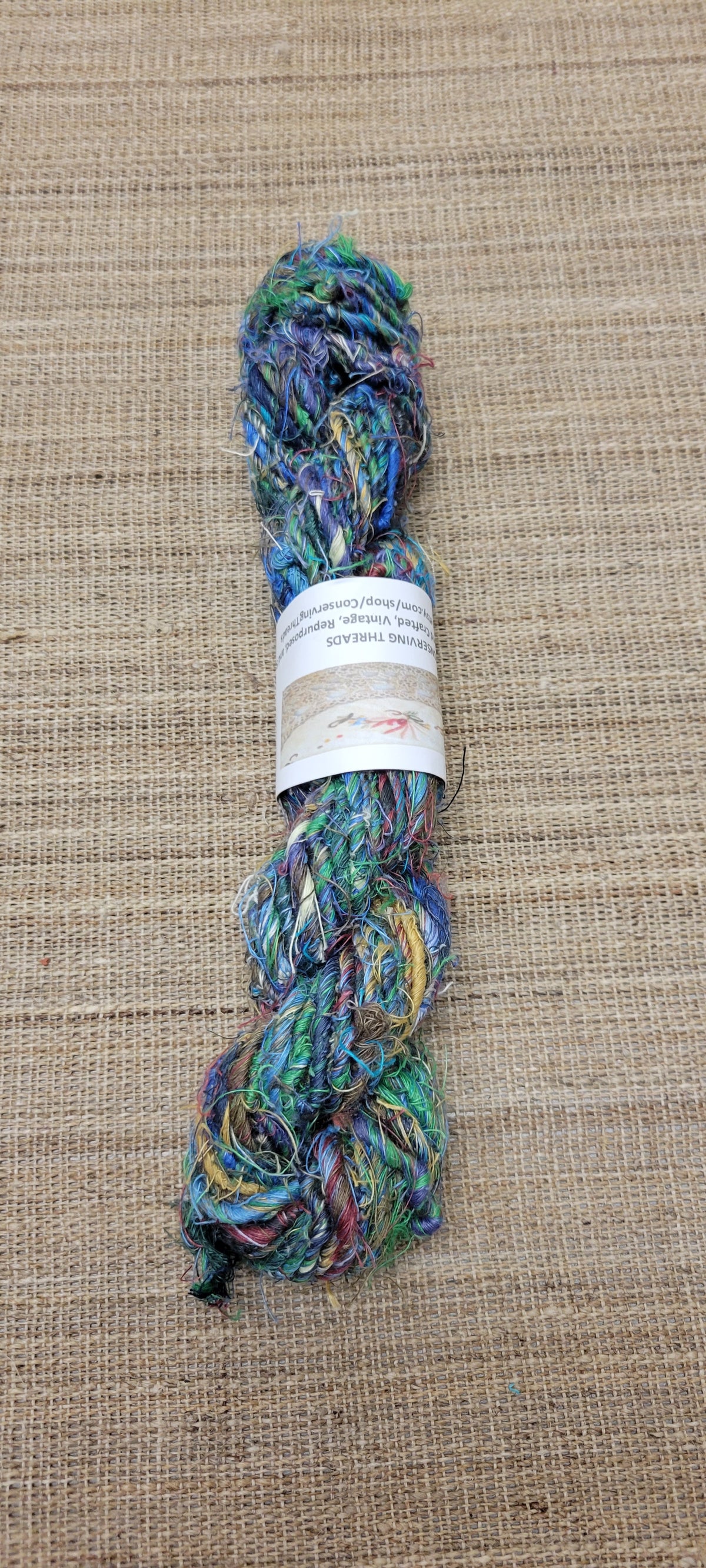Linen Reclaimed Thread Skeins. Upcycled Hand-Spun Yarn.