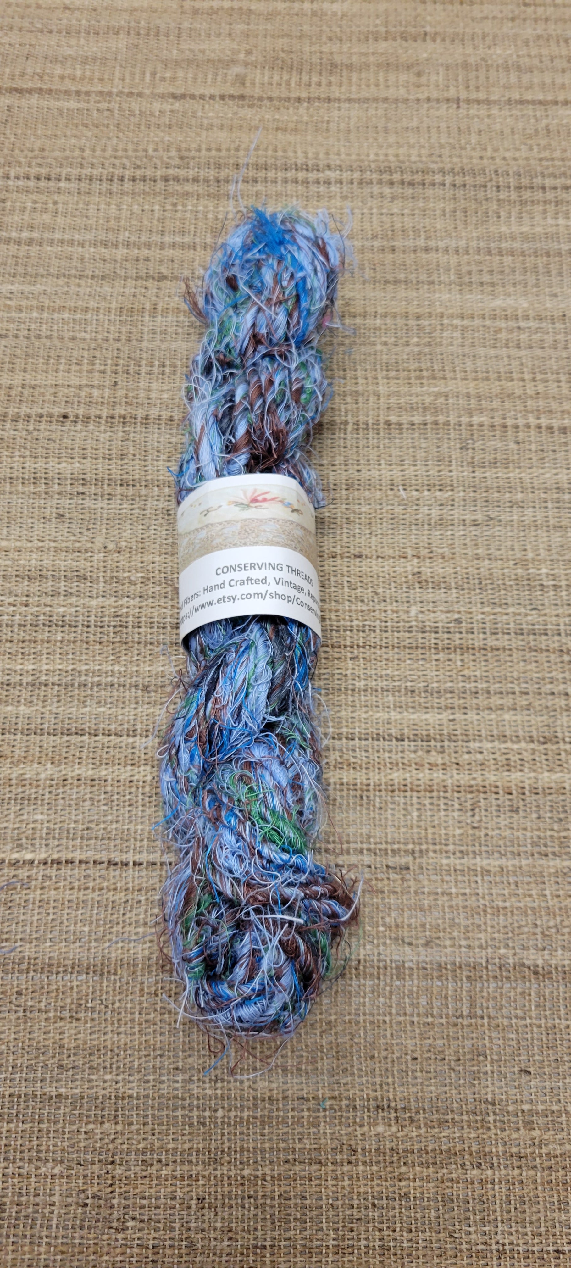 Linen Reclaimed Thread Skeins. Upcycled Hand-Spun Yarn.