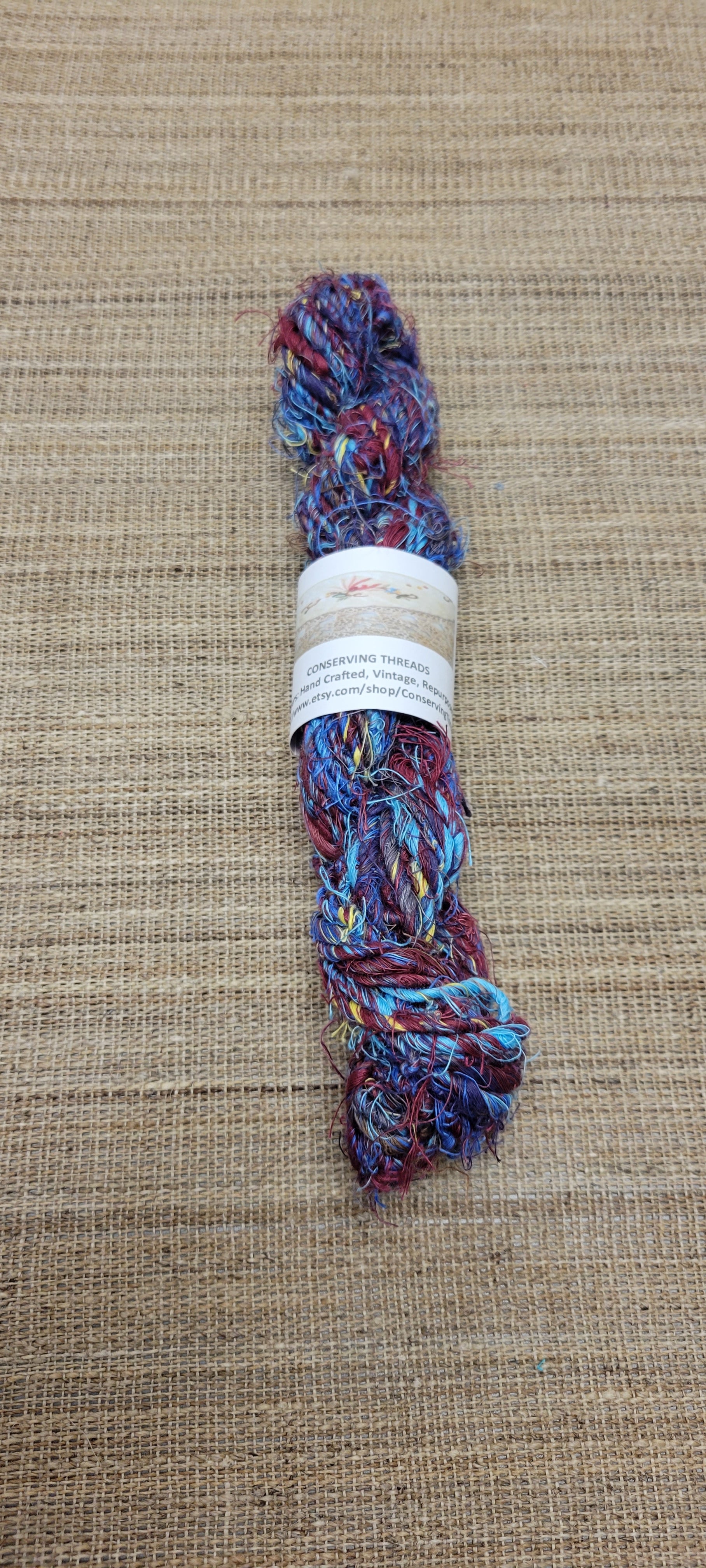 Linen Reclaimed Thread Skeins. Upcycled Hand-Spun Yarn.
