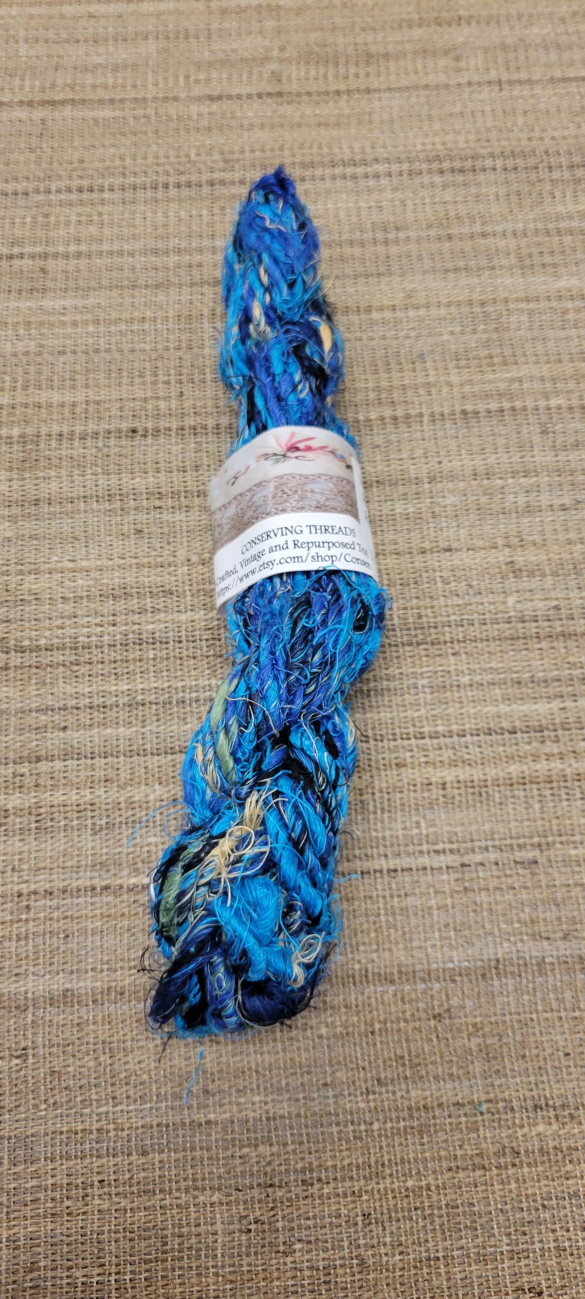Linen Reclaimed Thread Skeins. Upcycled Hand-Spun Yarn.