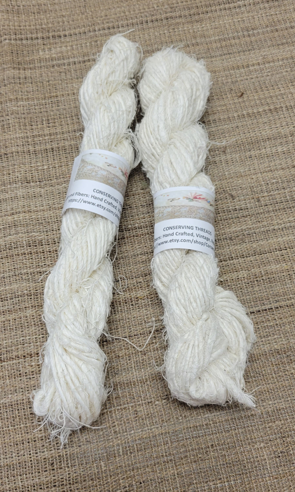 Linen Reclaimed Thread Skeins. Upcycled Hand-Spun Yarn.