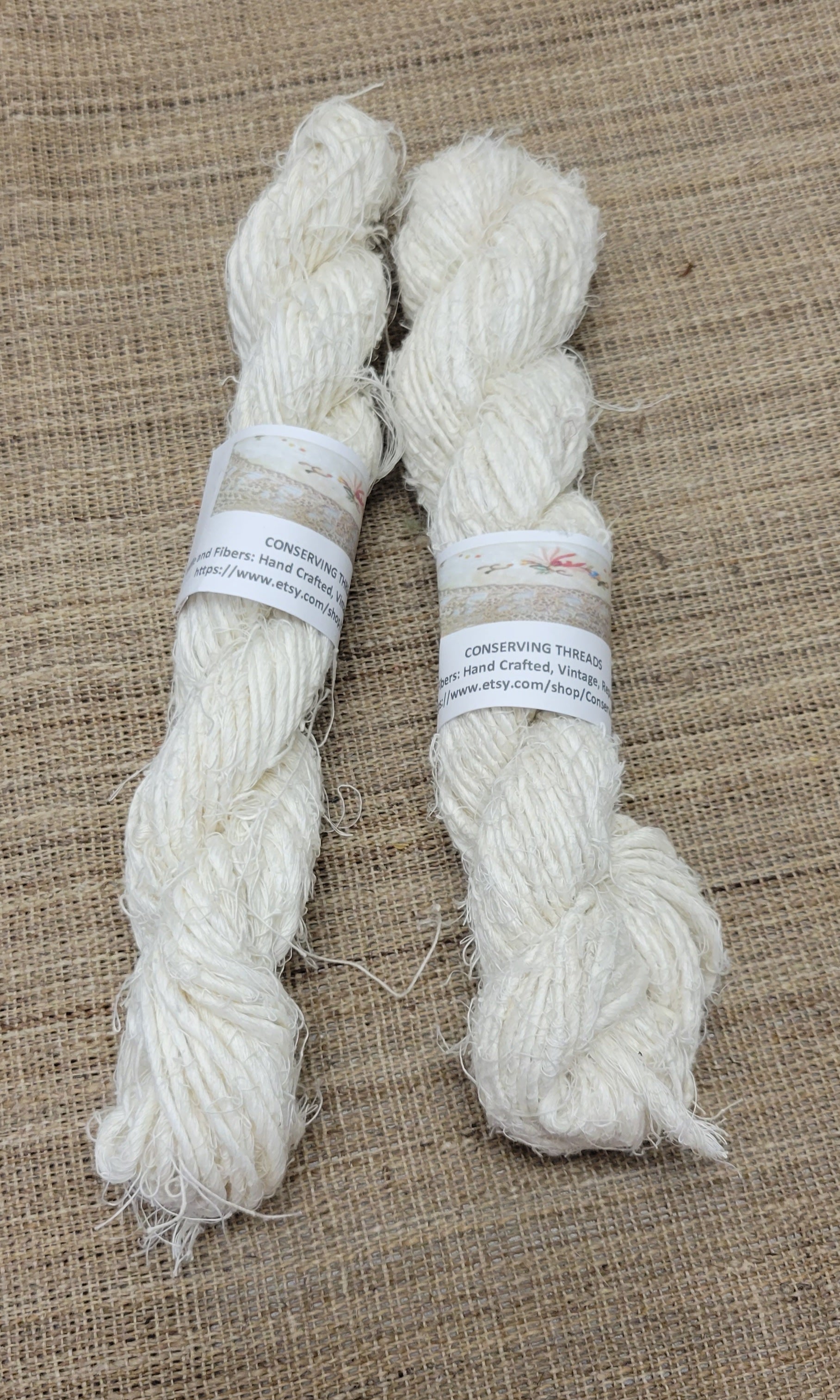 Linen Reclaimed Thread Skeins. Upcycled Hand-Spun Yarn.