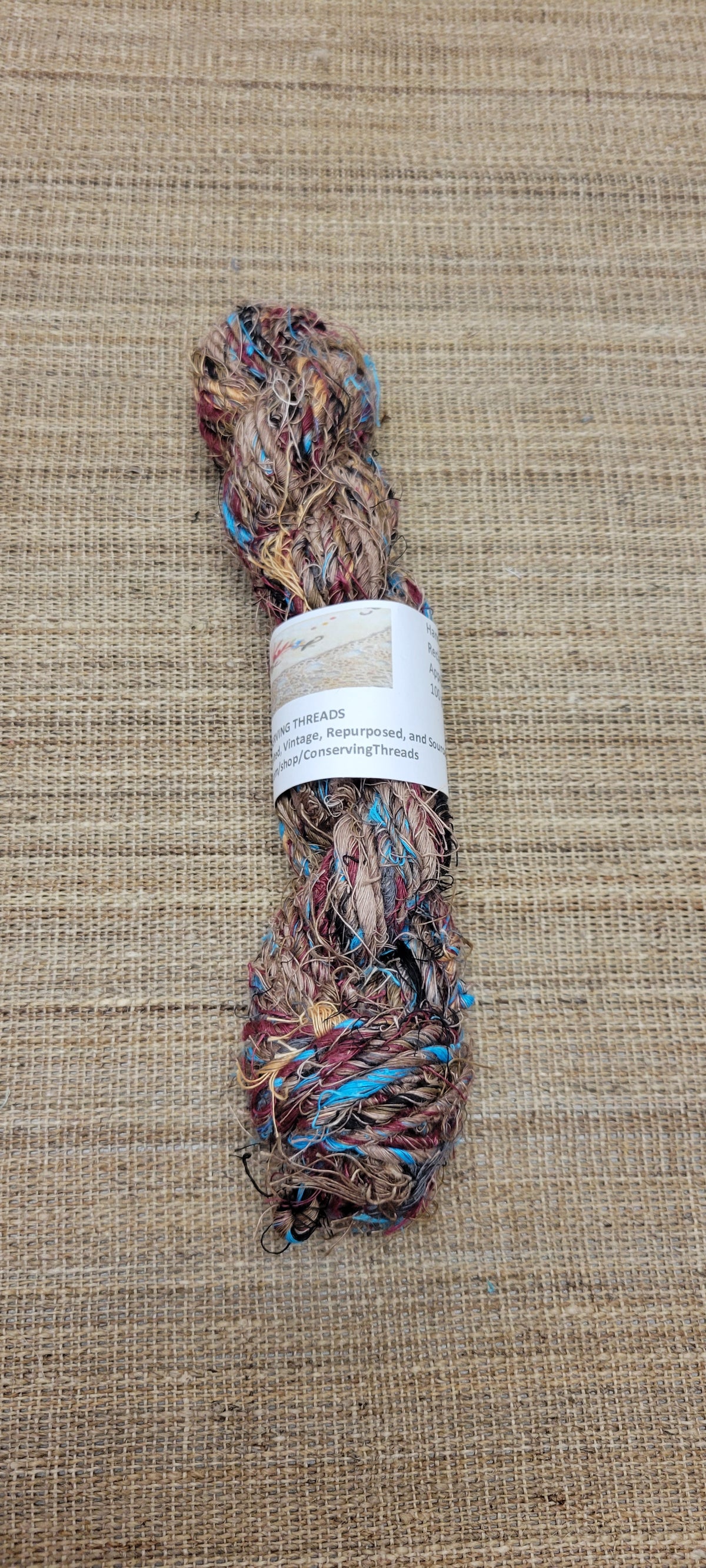 Linen Reclaimed Thread Skeins. Upcycled Hand-Spun Yarn.