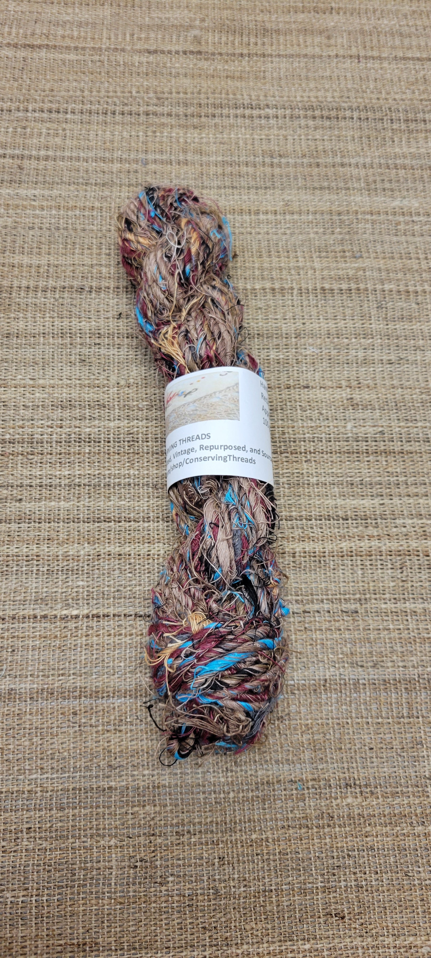 Linen Reclaimed Thread Skeins. Upcycled Hand-Spun Yarn.