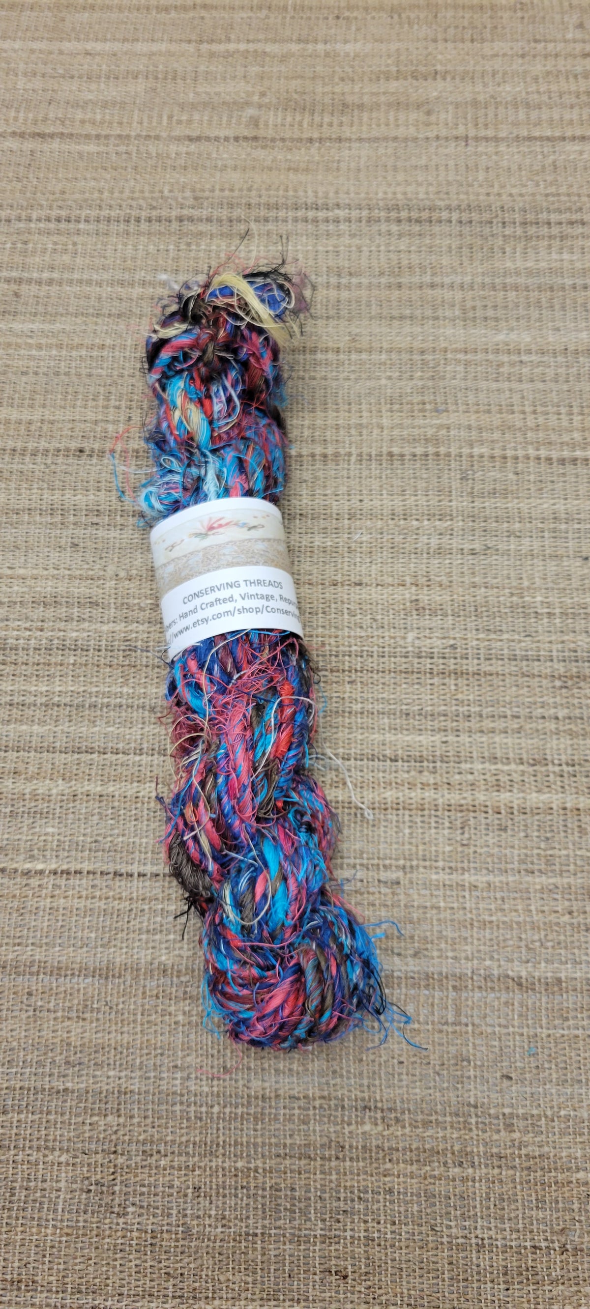 Linen Reclaimed Thread Skeins. Upcycled Hand-Spun Yarn.