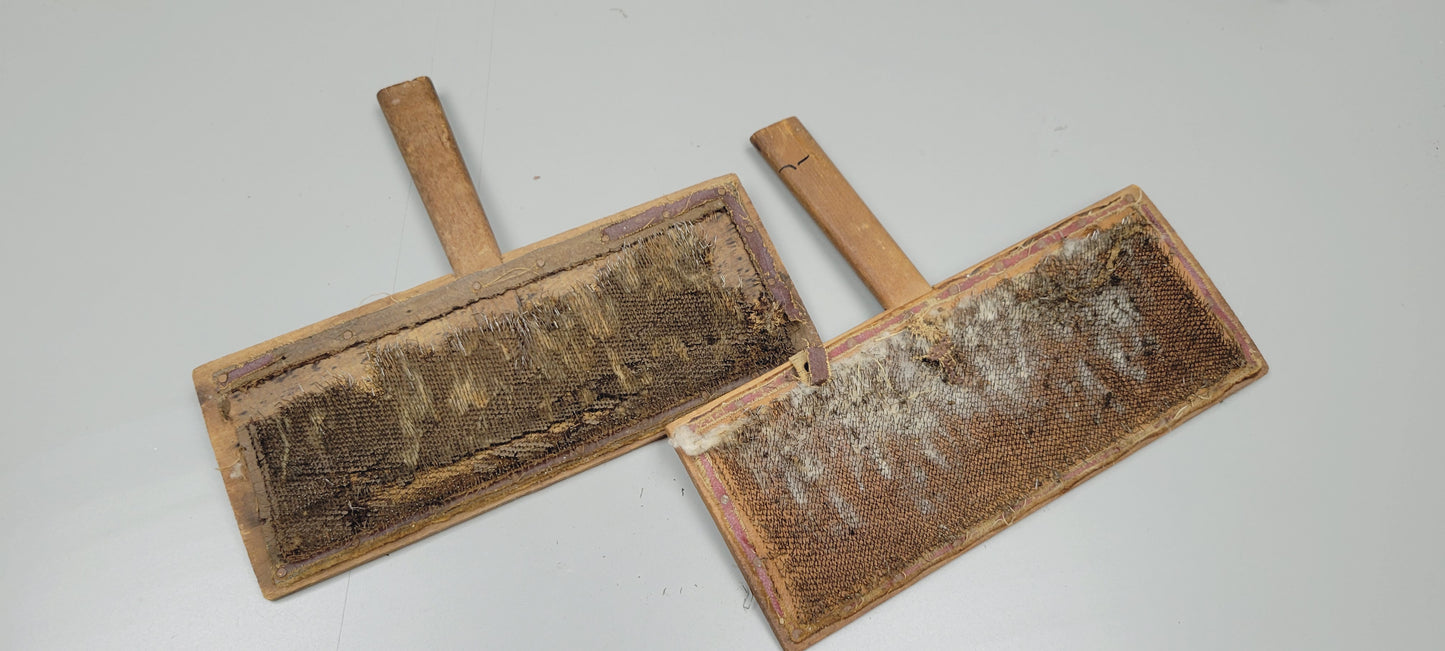 Carders - Vintage Pair for Hand Combing Cotton "Old Whittemore Patent, No 10"