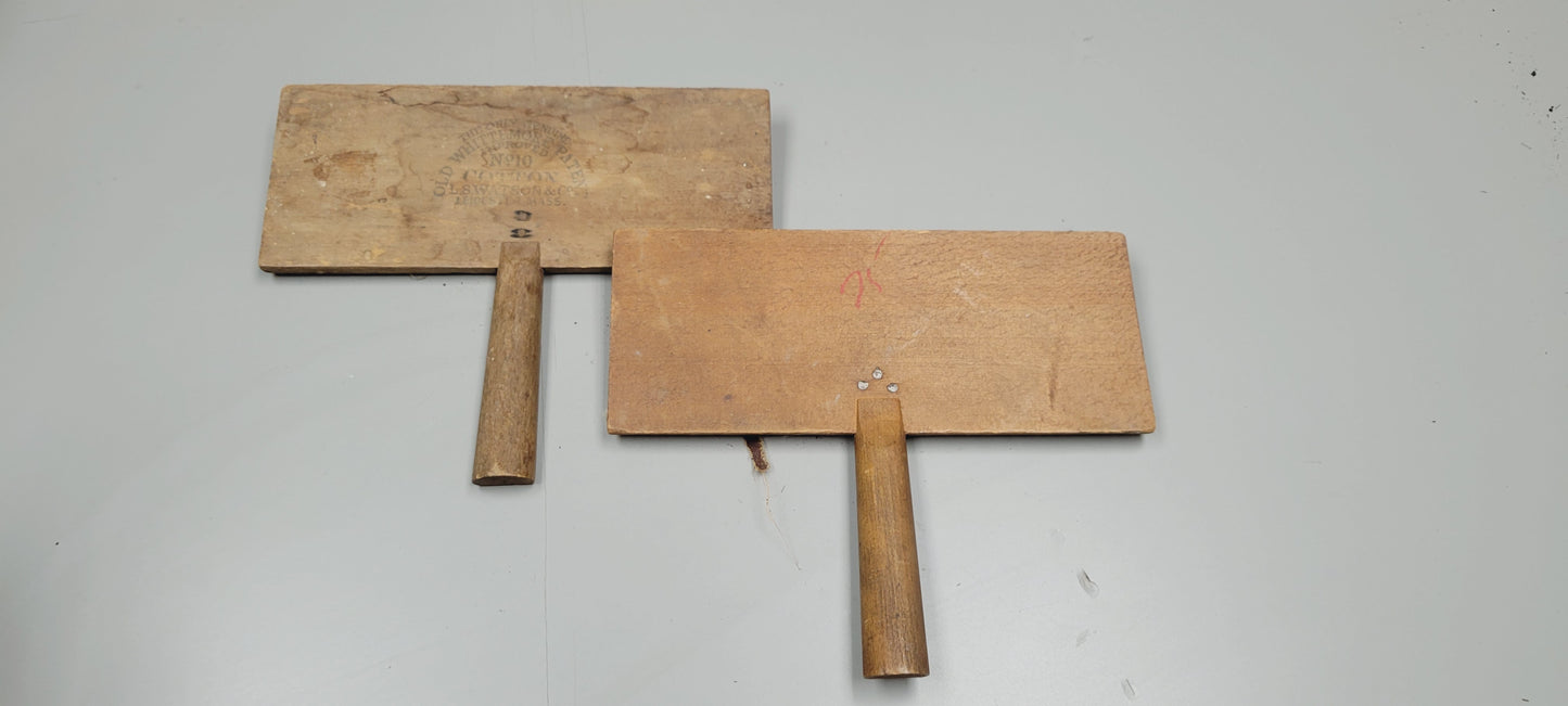 Carders - Vintage Pair for Hand Combing Cotton "Old Whittemore Patent, No 10"