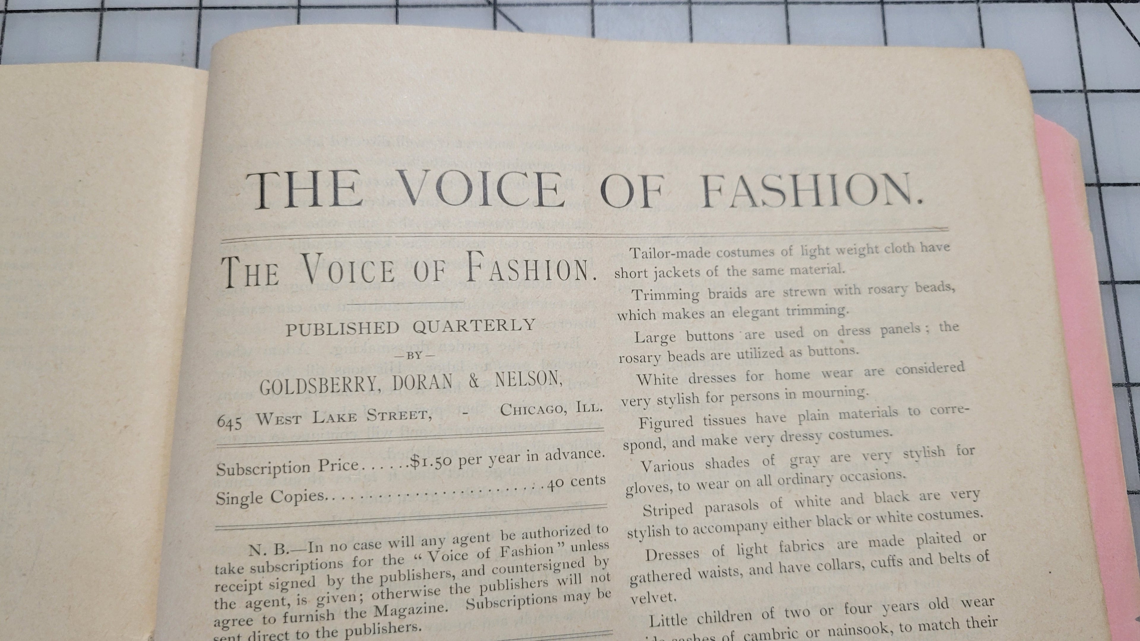 Original. The Voice of Fashion Pattern Book Fall 1886, Goldsberry, Doran, Nelson